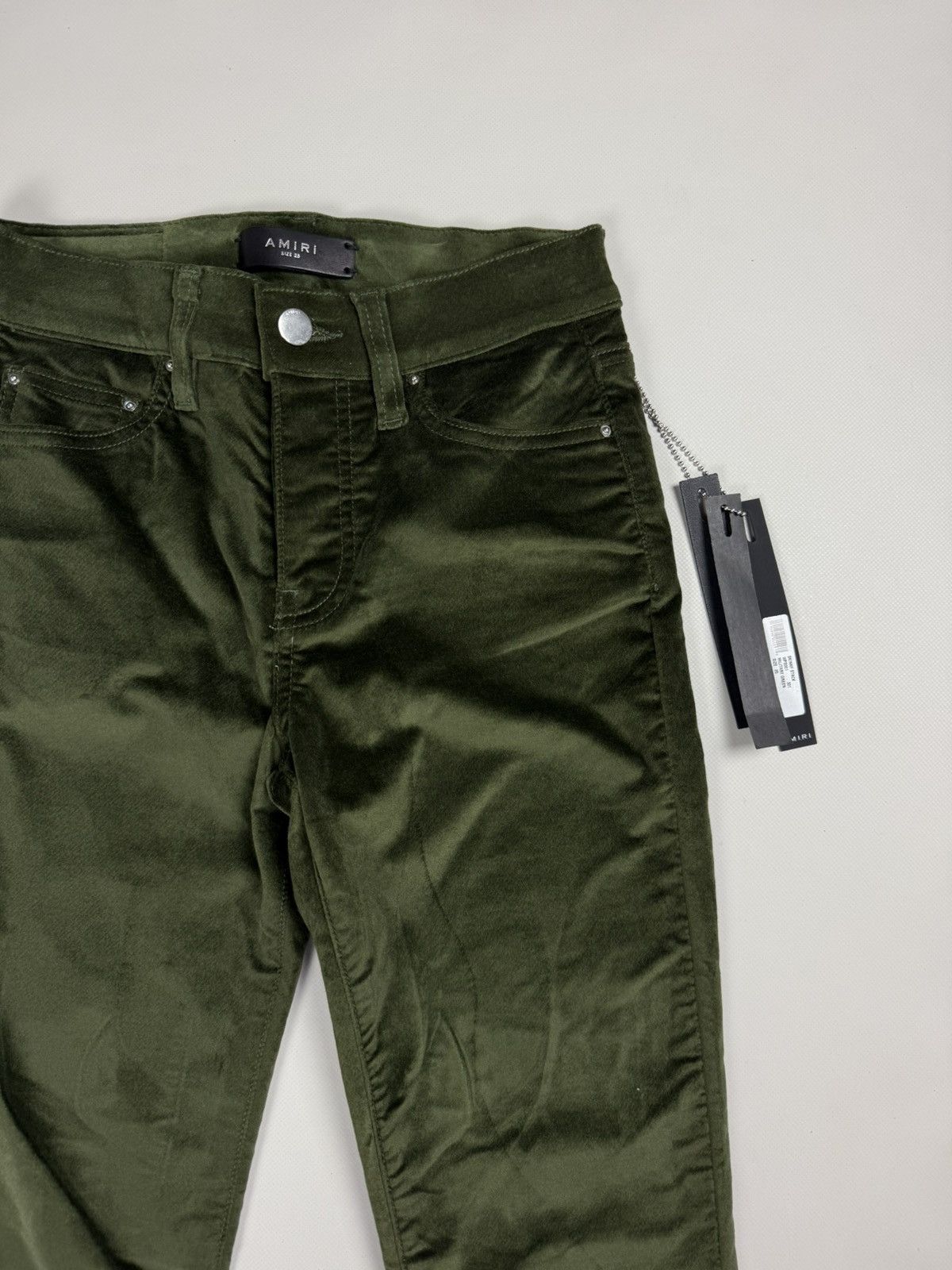 Amiri BNWT Amiri Skinny Stack Military Green Velour Pants Trousers Size 25" / US 0 / IT 36 - 7 Thumbnail