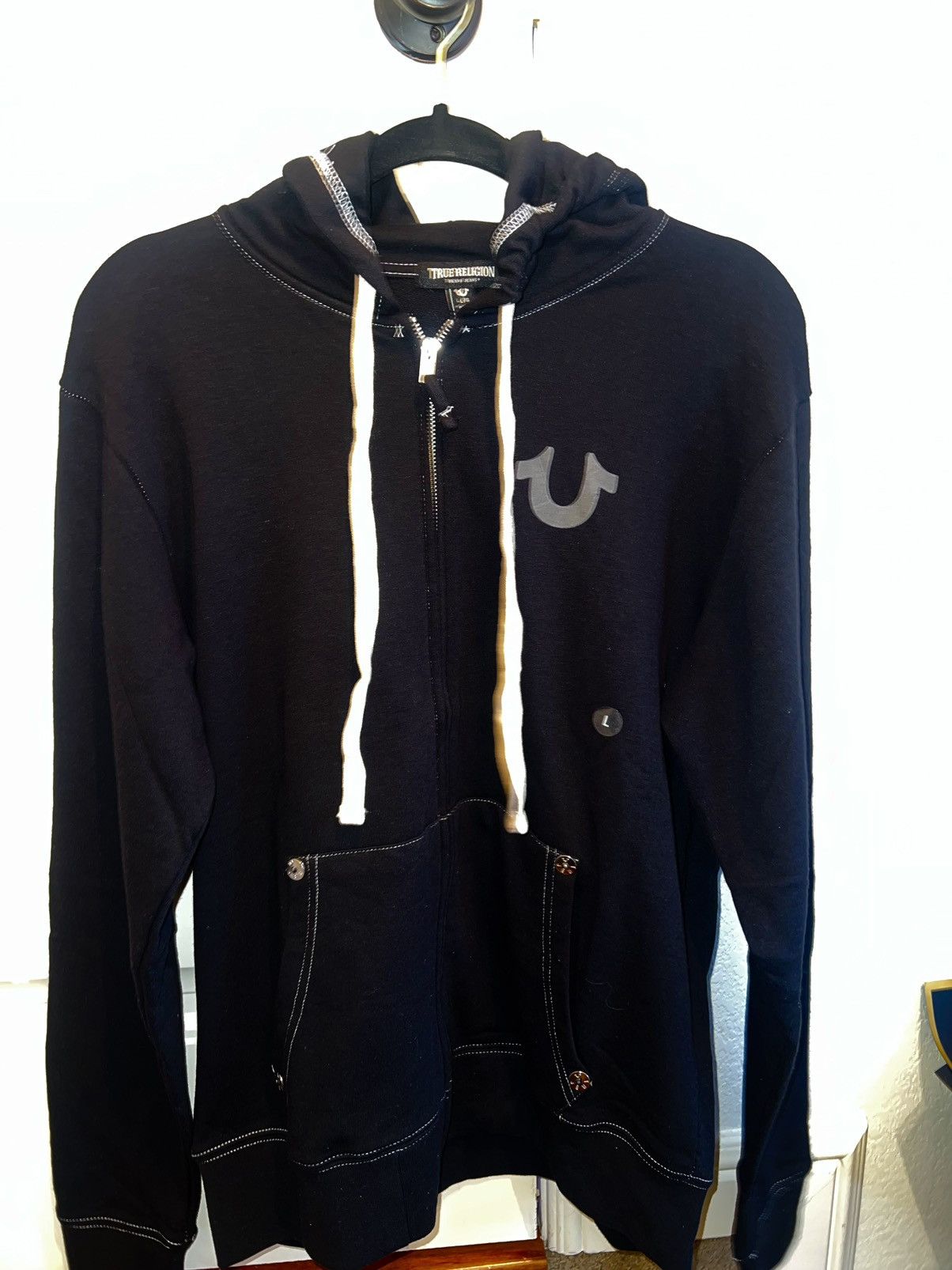True Religion Big T Logo Full Zip Hoodie