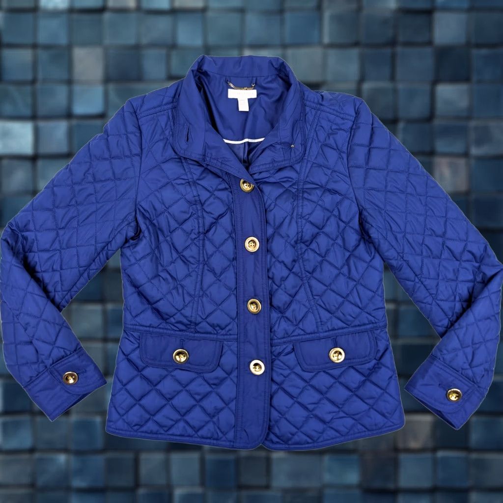 Charter Club Charter Club Quilted Lined Jacket Women S, Blue Lightweight Gold Buttons - EUC Size S / US 4 / IT 40 - 1 Thumbnail