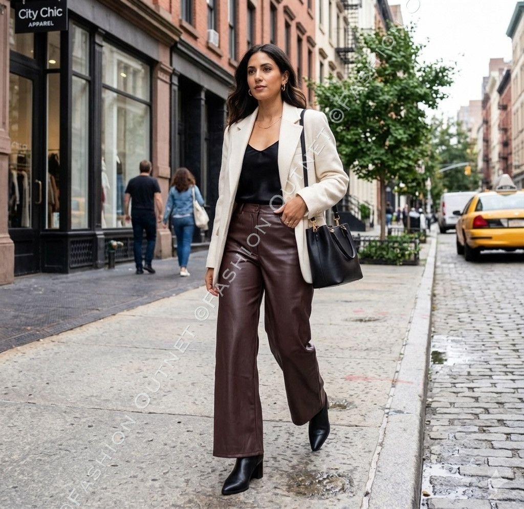Other Miss Selfridge Faux Leather wide leg pants high waisted 12P Size 34" / US 12 / IT 48 - 1 Thumbnail