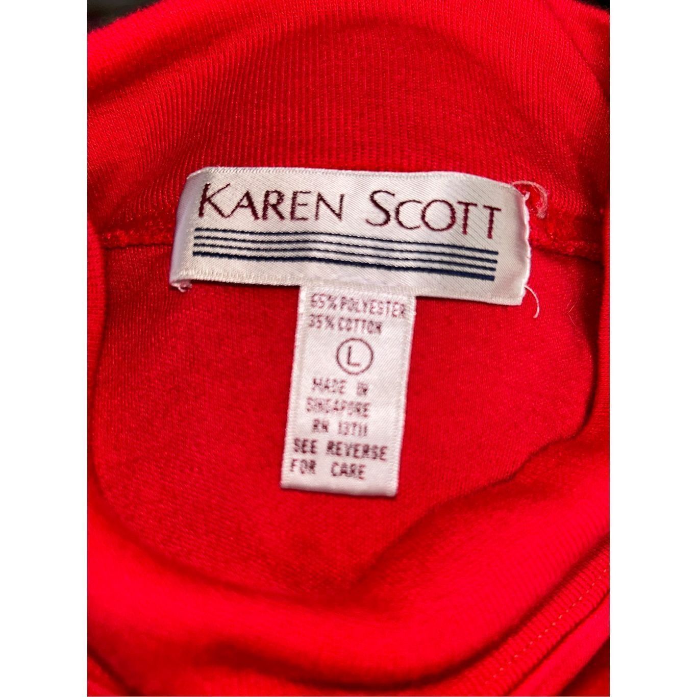 Other Vintage Karen Scott Top Mock Neck L Red Size M / US 6-8 / IT 42-44 - 3 Thumbnail