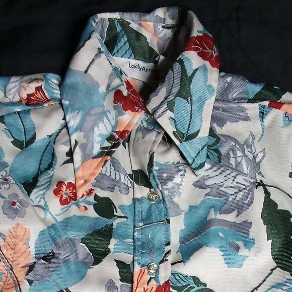 Arrow Vintage Lady Arrow Floral Polyester Disco Shirt Size XL / US 12-14 / IT 48-50 - 1 Thumbnail