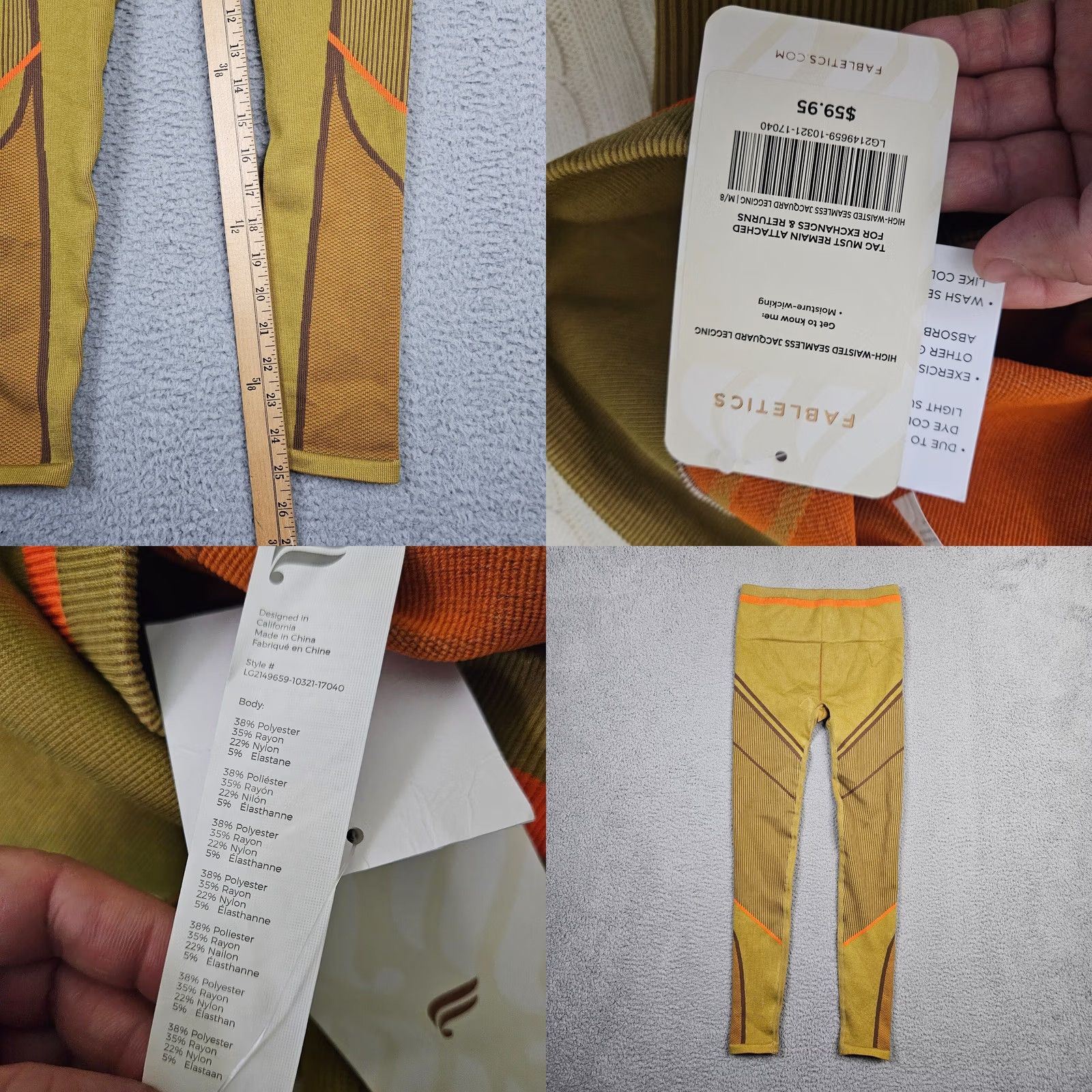 Fabletics Fabletics Leggings Women’s M Activewear Pants Seamless Jacquard High-Waisted Brown Size M Womens Regular Skinny Knits Size 32" / US 10 / IT 46 - 8 Thumbnail
