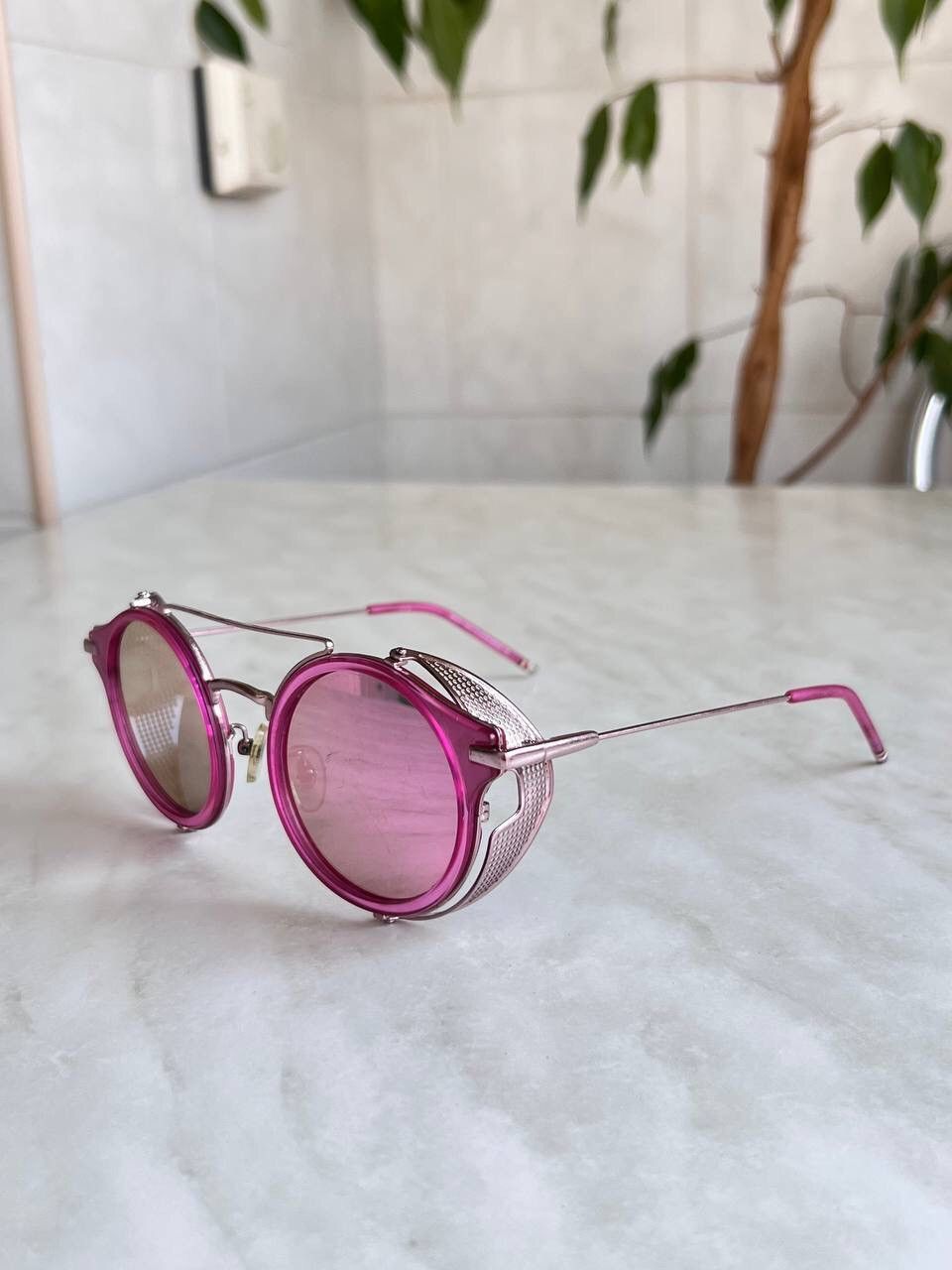 Japanese Brand × Vintage Vintage Mad Max Style 2000s Metal Pink Y2K Rock Sunglasses Size ONE SIZE - 1 Thumbnail