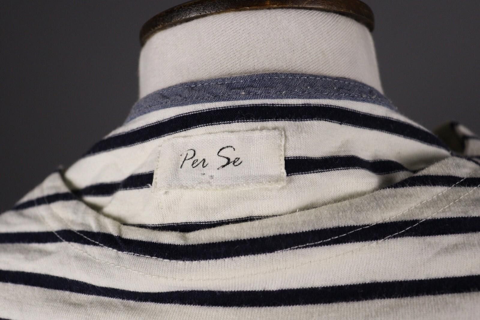 James Perse Per Se White Stripe Long Sleeve Knit Top Shirt Tunic Size L Size L / US 10 / IT 46 - 8 Thumbnail
