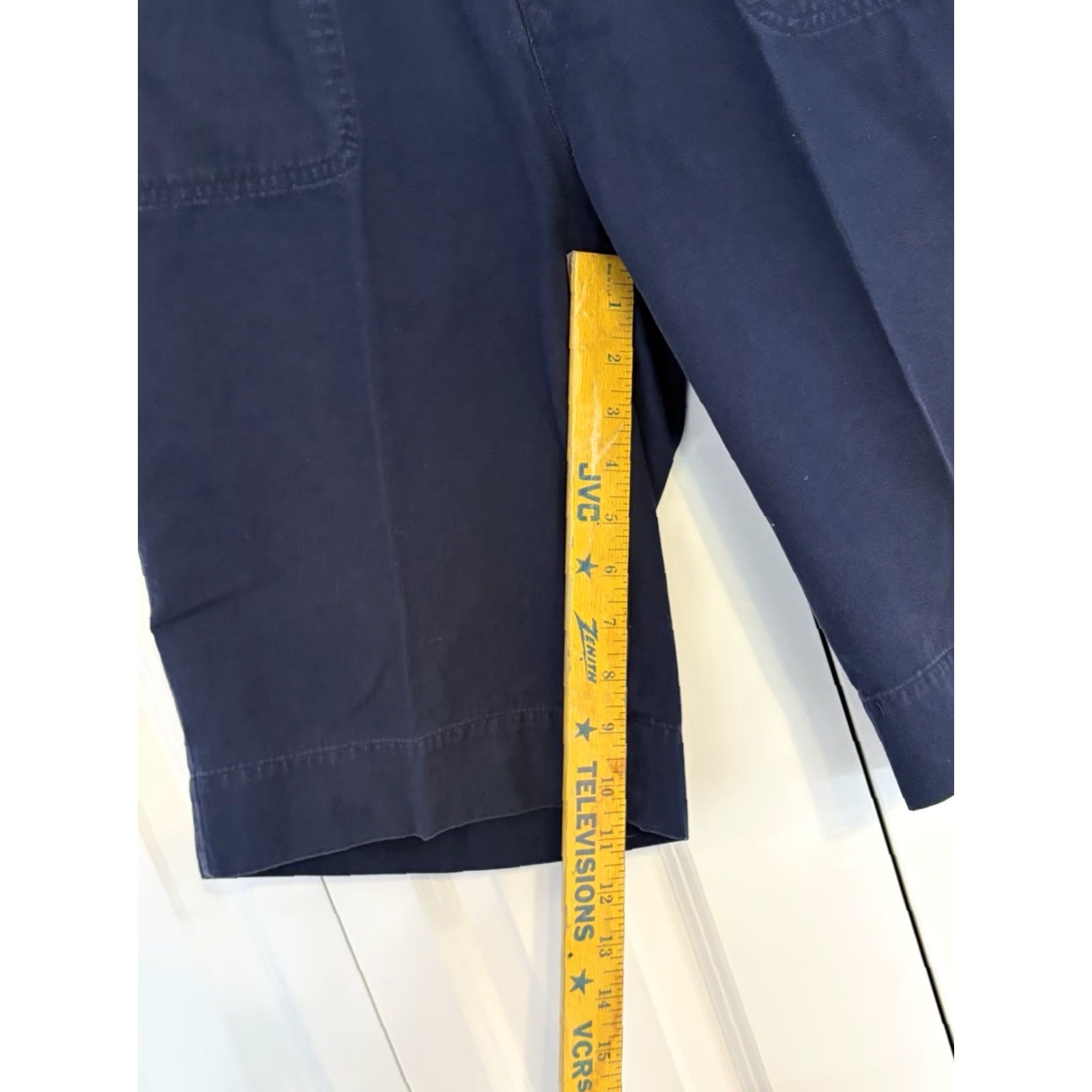Ralph Lauren Ralph Lauren LRL Shorts Womens Blue Flat Front Bermuda Zip Pocket 12 Regular Cotton Blend Knit Logo Button Zipper Size 34" / US 12 / IT 48 - 3 Thumbnail