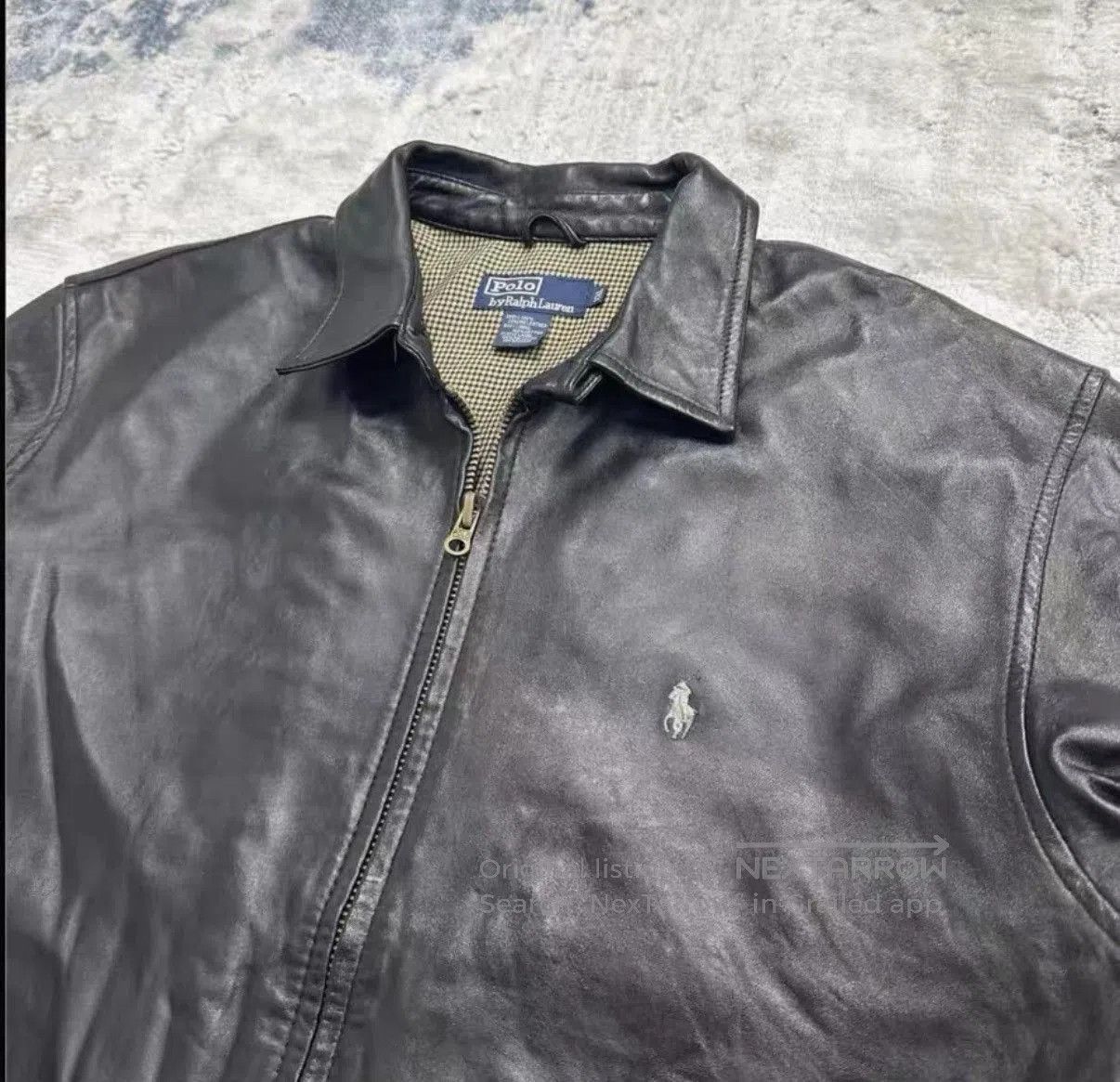 Polo Ralph Lauren Black Leather Jacket with Collar and Zip Closure. Size US XXL / EU 58 / 5 - 2 Thumbnail