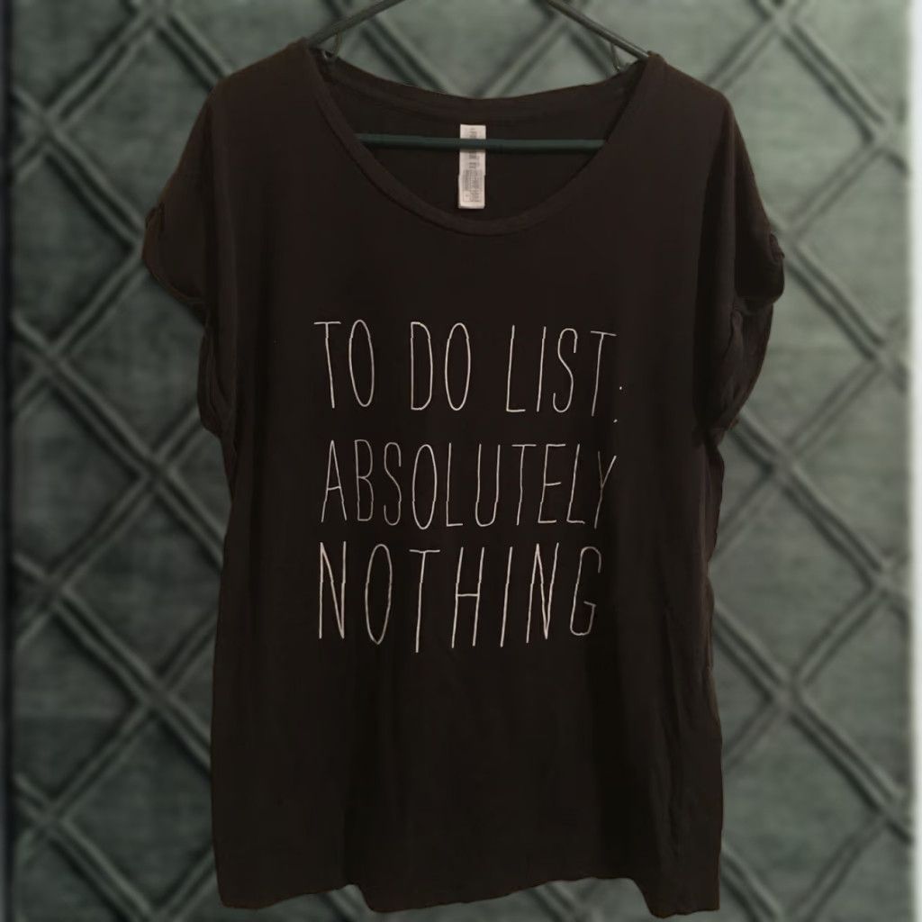 Forever 21 Forever 21 Black T-Shirt Size L “To Do List: absolutely Nothing” B62 Casual Womens Regular Short Sleeve Crew Neck Pullover Cotton Blend Shirt Size L / US 10 / IT 46 - 1 Thumbnail