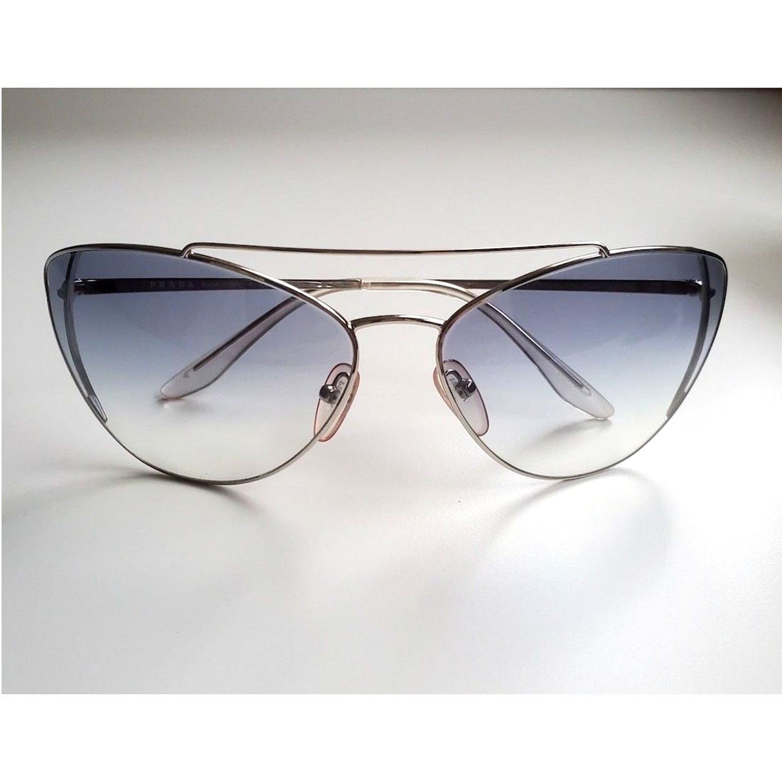 Prada Prada Cat Eye Sunglasses SPR65V Blue Metal Frame 68 130 Size ONE SIZE - 3 Thumbnail