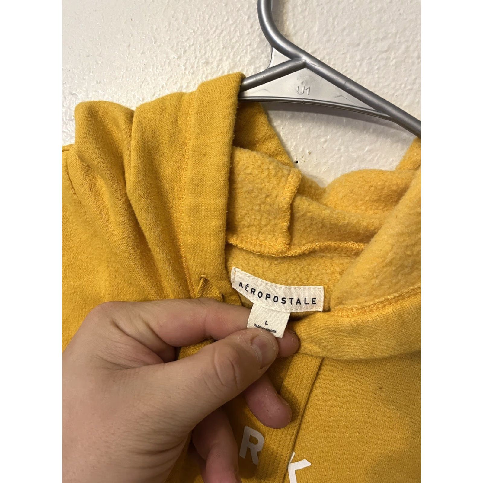 Vintage Aéropostale Hoodie Womens Size Large Yellow Graphic Pullover Size L / US 10 / IT 46 - 2 Thumbnail