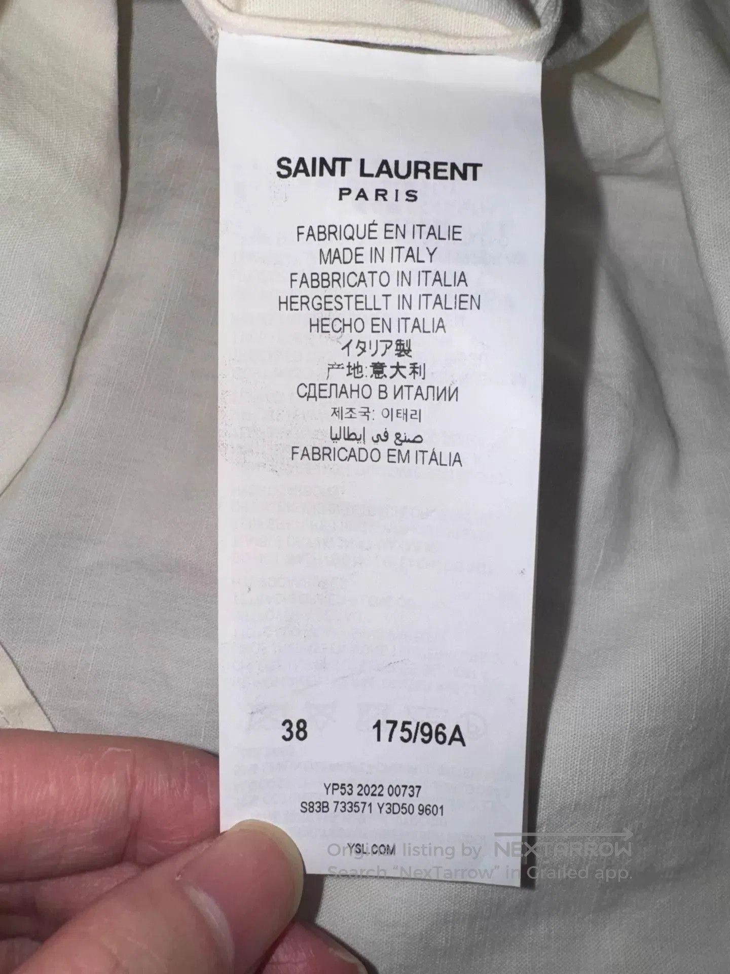 Saint Laurent Paris Beige Long Sleeve Collared Shirt. Size US S / EU 44-46 / 1 - 7 Thumbnail