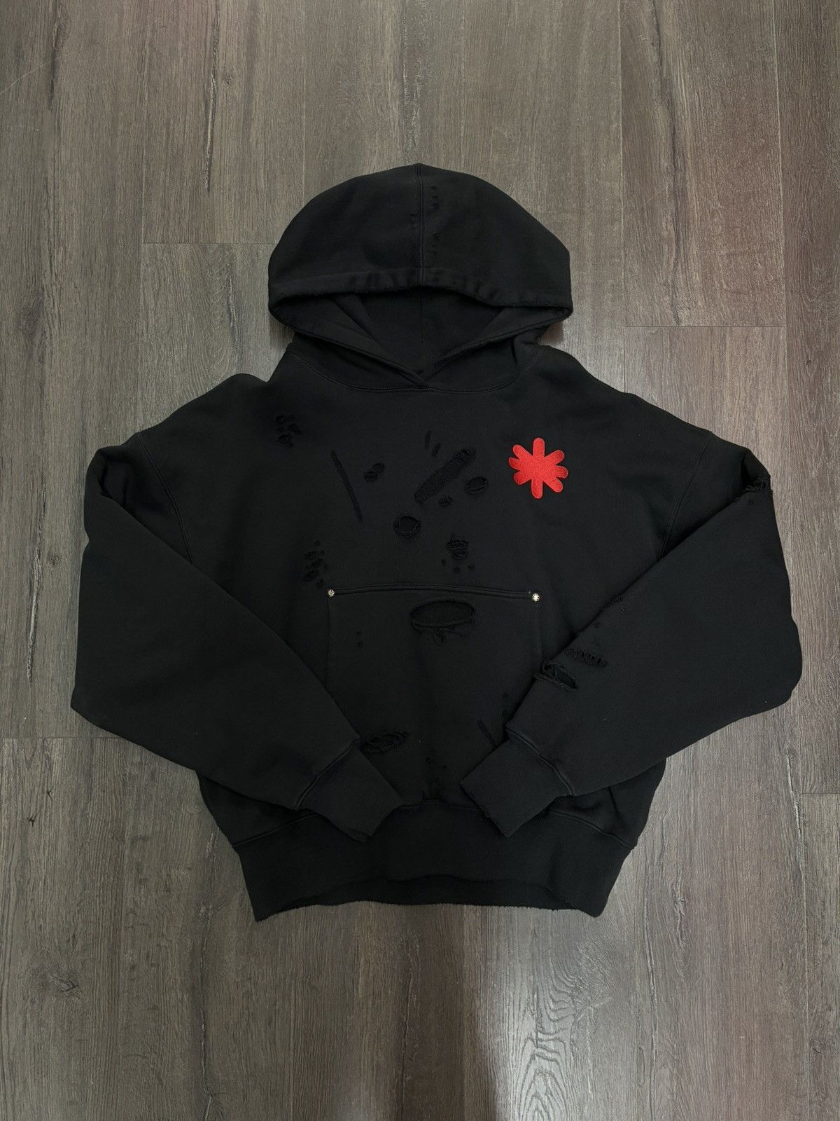 LOSTSHDWS LOSTSHDWS Distressed Black & Red Hoodie Size US S / EU 44-46 / 1 - 1 Thumbnail
