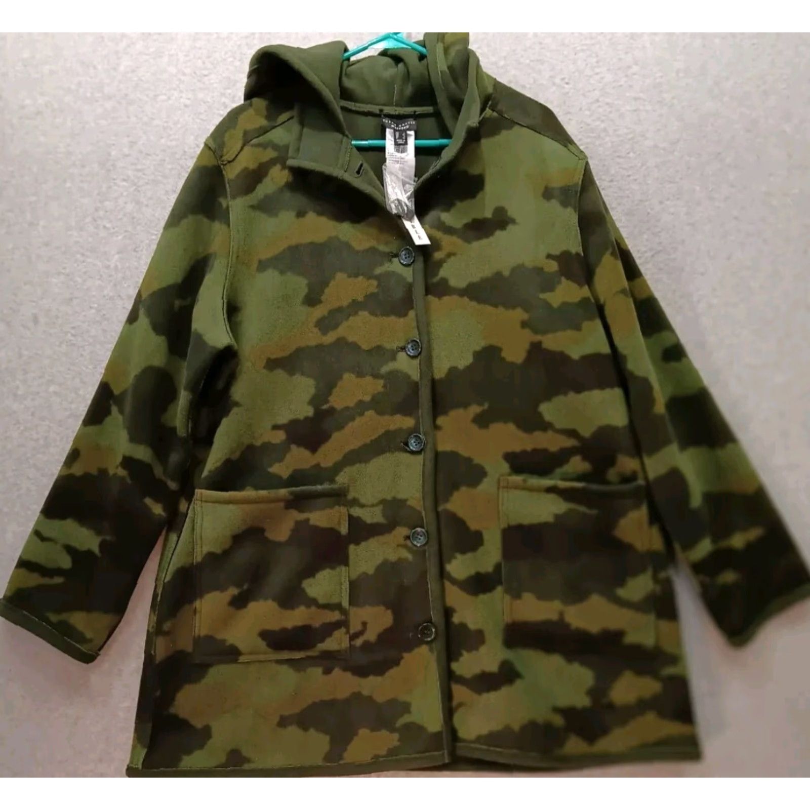 Vintage Susan Graver Weekend Reversible Fleece Jacket Womens L Reversible Camouflage Green NWT Jacket Size L / US 10 / IT 46 - 2 Thumbnail