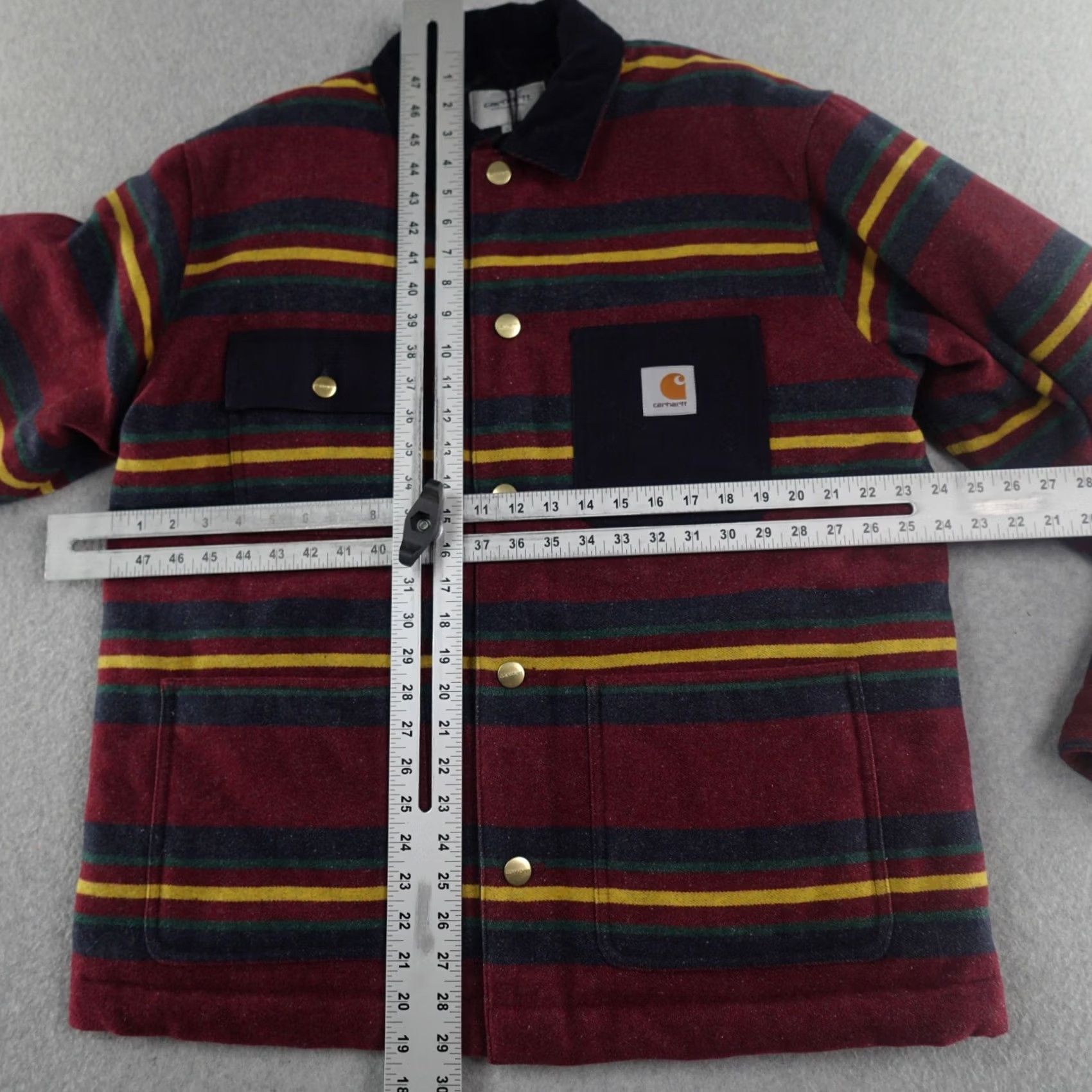 Carhartt Wip VINTAGE Carhartt WIP Oregon Jacket Mens Large (24X29) Burgundy Starco Stripe Workwear Size US L / EU 52-54 / 3 - 3 Thumbnail