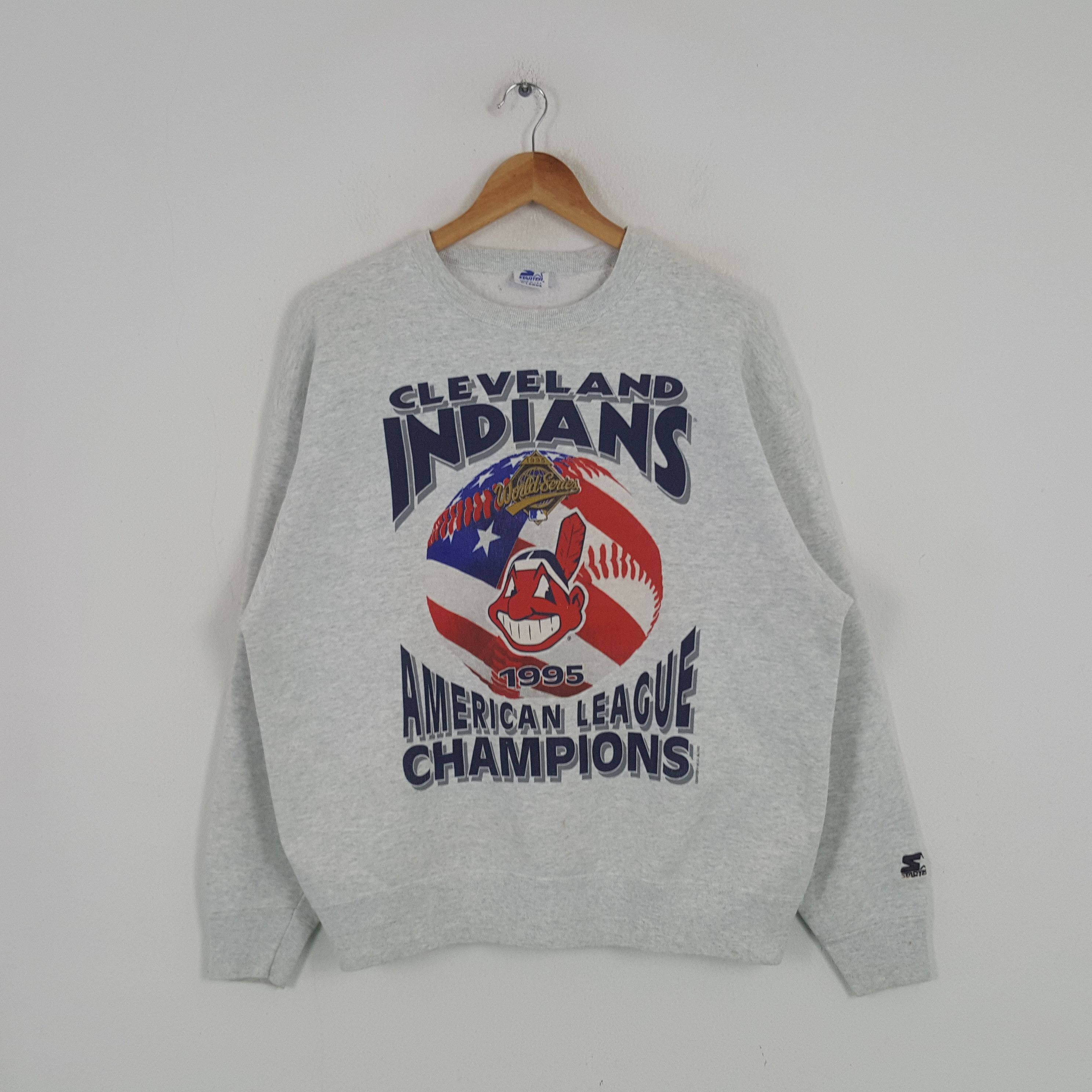 NFL × Starter × Vintage Vintage Cleveland Indians American Football Team Sweatshirt Size US L / EU 52-54 / 3 - 1 Thumbnail