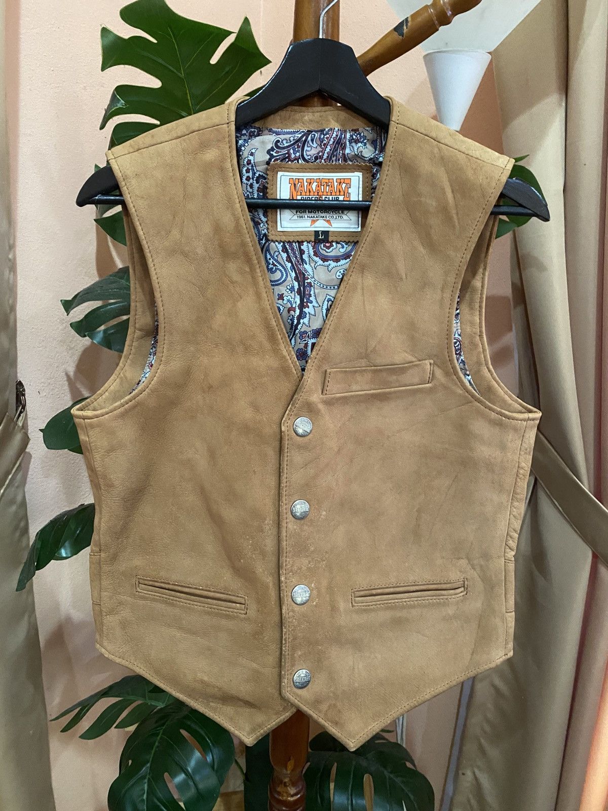 Genuine Leather VINTAGE NAKATAKE VEST LEATHER JACKET Size US L / EU 52-54 / 3 - 1 Thumbnail