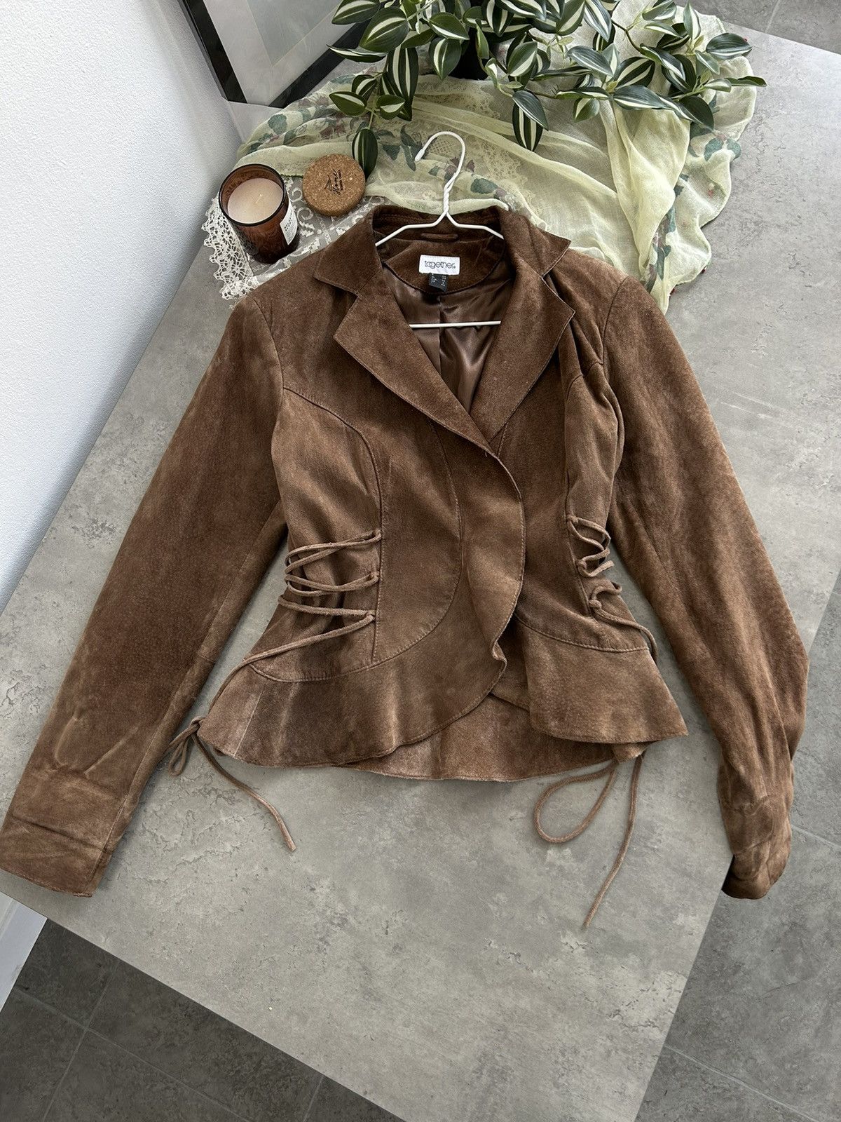 Japanese Brand × Vintage Suede Beautiful Rare Vintage Leather Jacket Brown Y2K Size S / US 4 / IT 40 - 9 Thumbnail