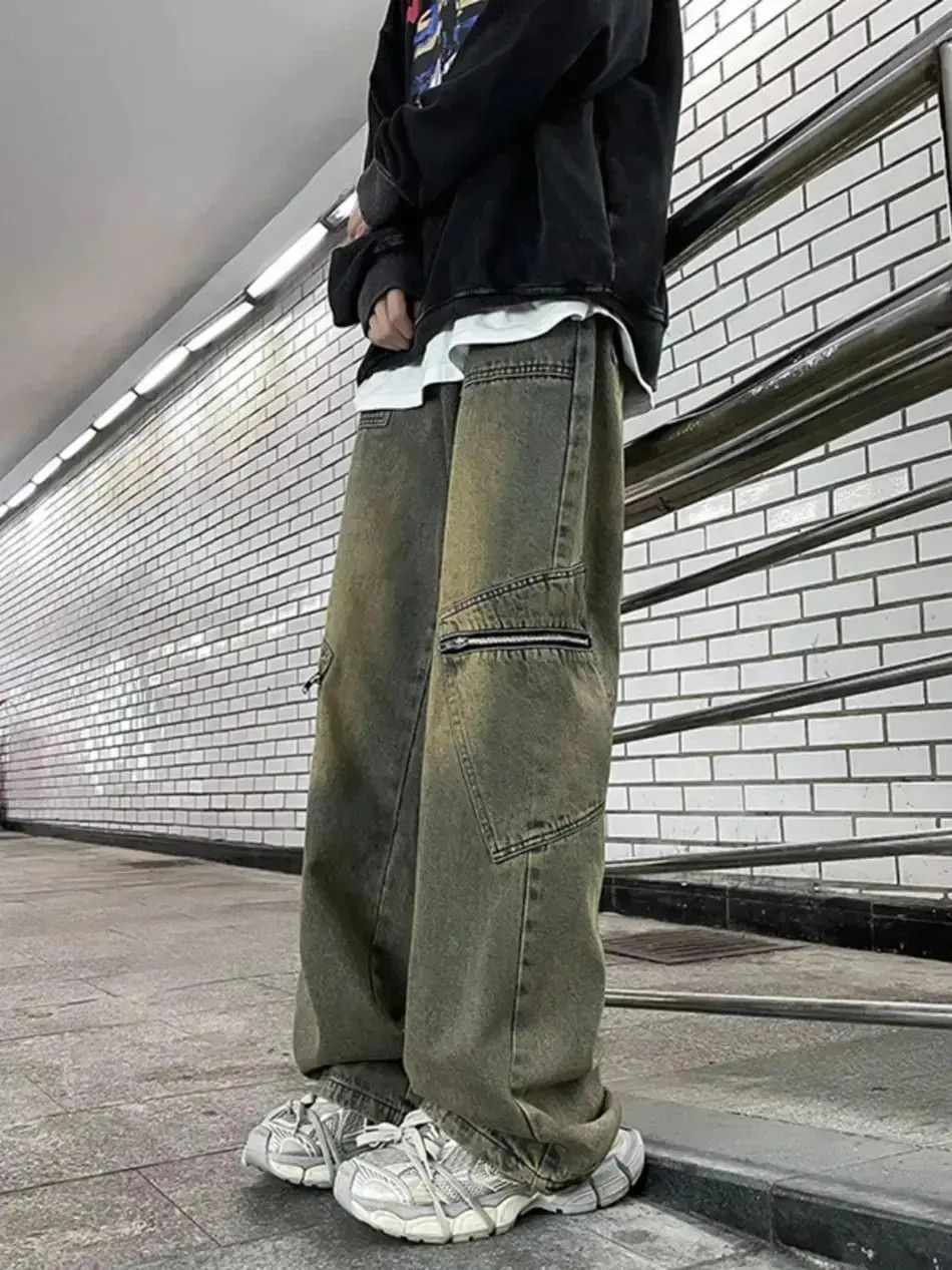 Japanese Brand Retro washed straight leg loose flared jeans Size US 32 / EU 48 - 1 Thumbnail