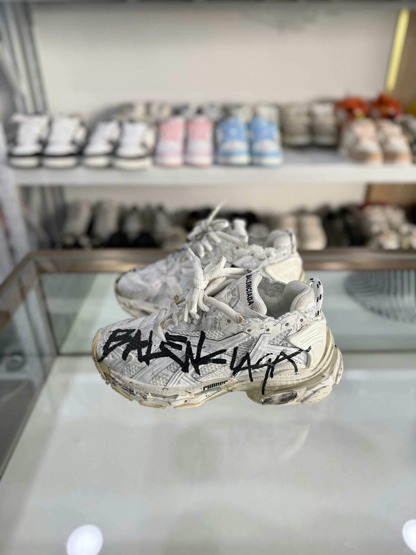 Balenciaga Balenciaga Distressed Graffiti Runner Women's Shoes Size US 7 / IT 37 - 1 Thumbnail