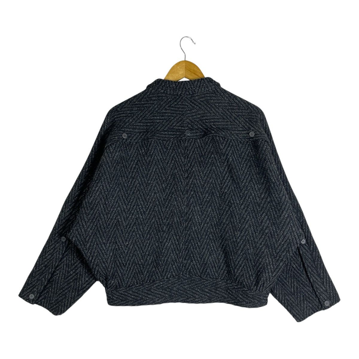 Issey Miyake Issey Miyake Inspired MR-TESSEL Herringbone Wool Bomber Size US M / EU 48-50 / 2 - 4 Thumbnail
