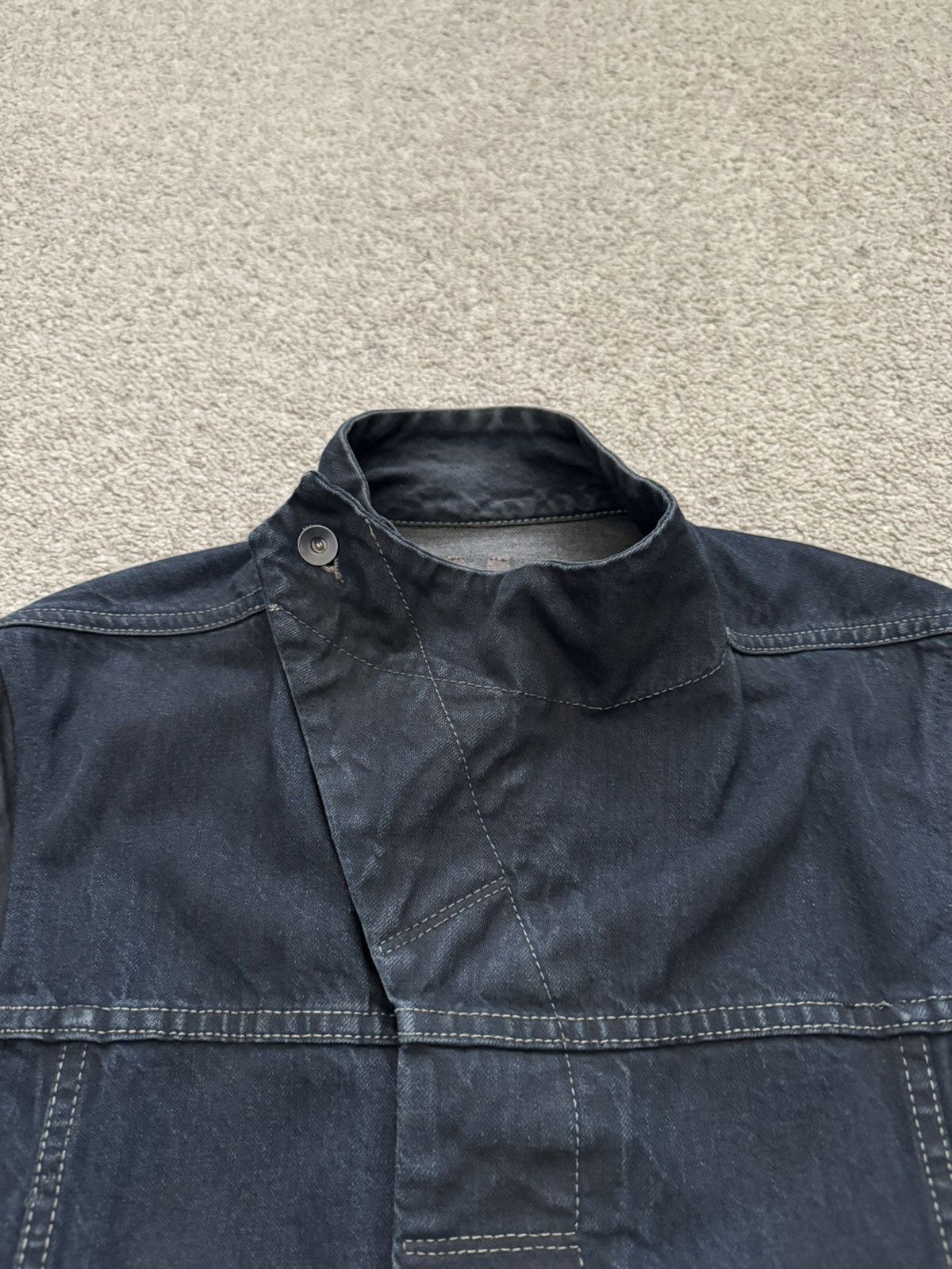 Rick Owens Drkshdw 2010s Rick Owens DRKSHDW Leather Sleeves Slave Denim Jacket Size US S / EU 44-46 / 1 - 4 Thumbnail