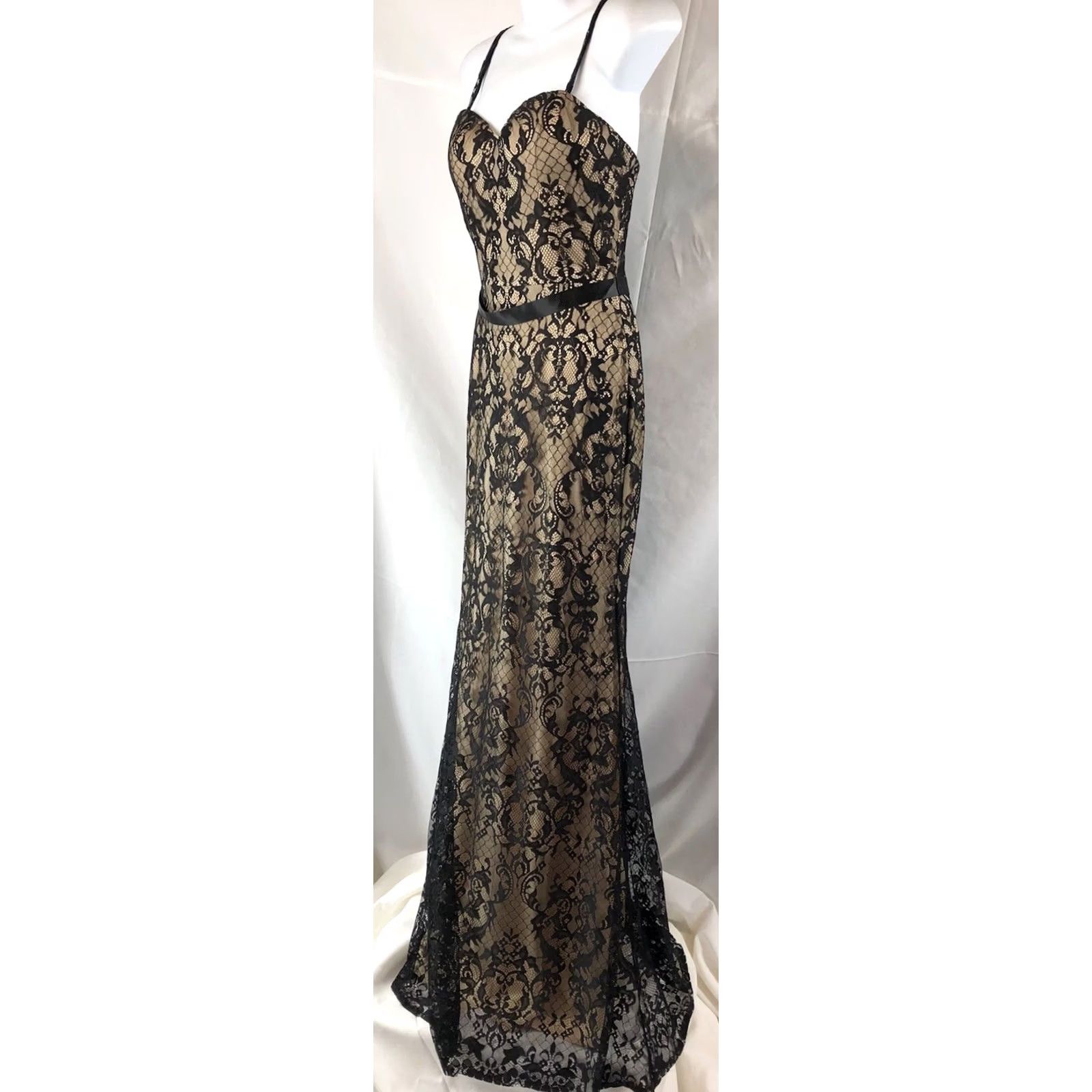 Vintage VINTAGE Strappy Formal Dress mermaid Gown 10 Lace Sweetheart Fairy whimsy Gothic Prom Size L / US 10 / IT 46 - 4 Thumbnail