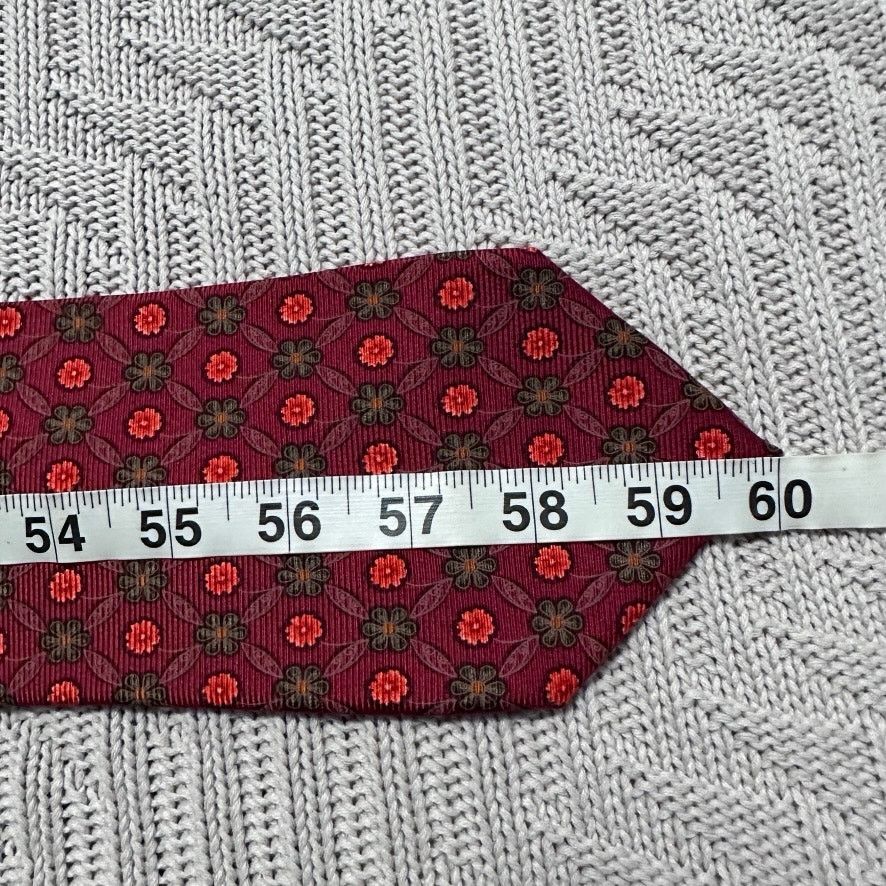 Ermenegildo Zegna Ermenegildo Zegna red floral geometric silk tie Size ONE SIZE - 4 Thumbnail