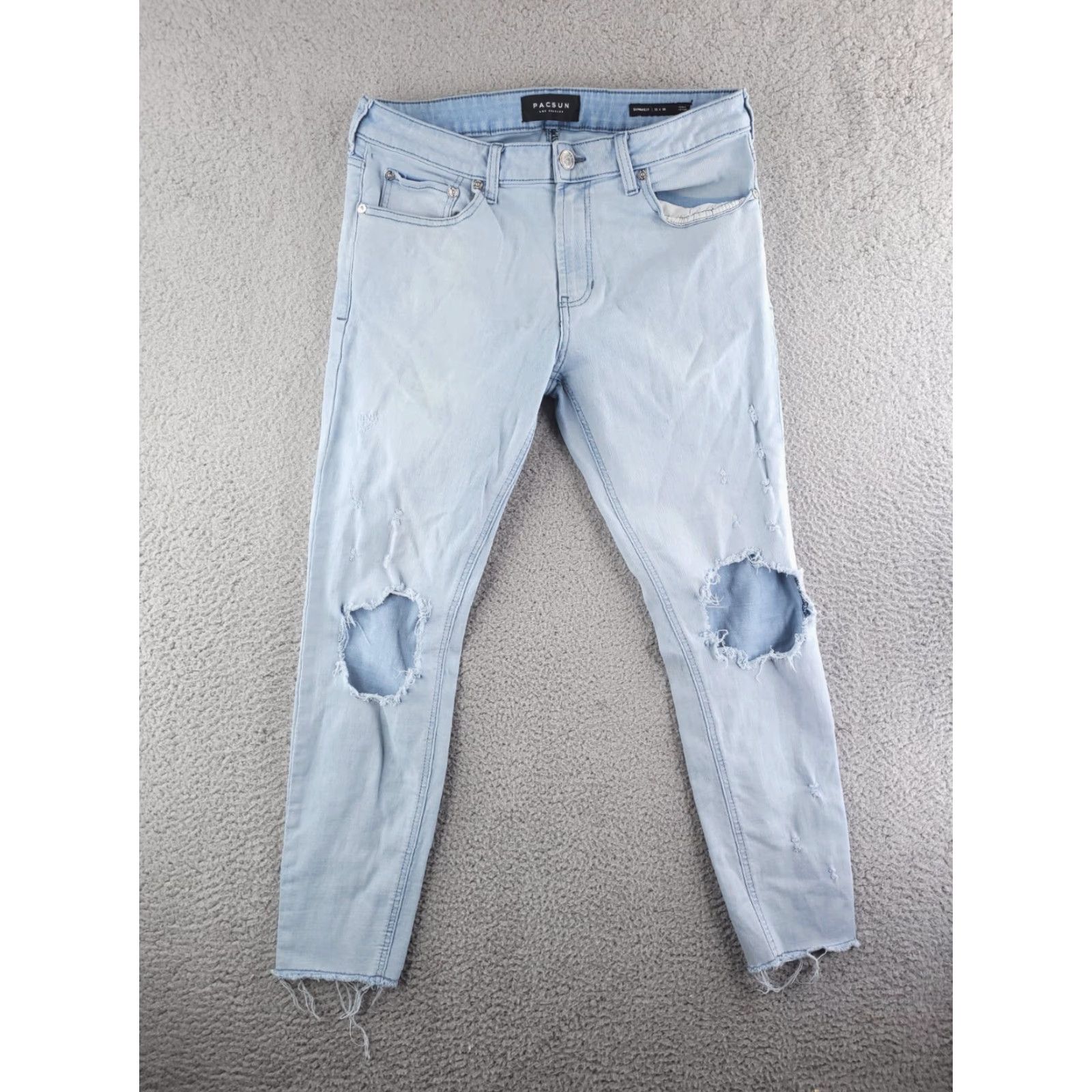 Pacsun Pacsun Jeans Mens 31x27 Blue Skinny Distressed Ripped Light Wash Jeans Mens Size US 31 - 2 Thumbnail