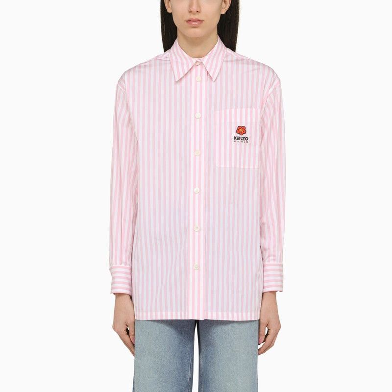 image of Kenzo Pink Striped Cotton Shirt With Logo, Women's (Size Small)