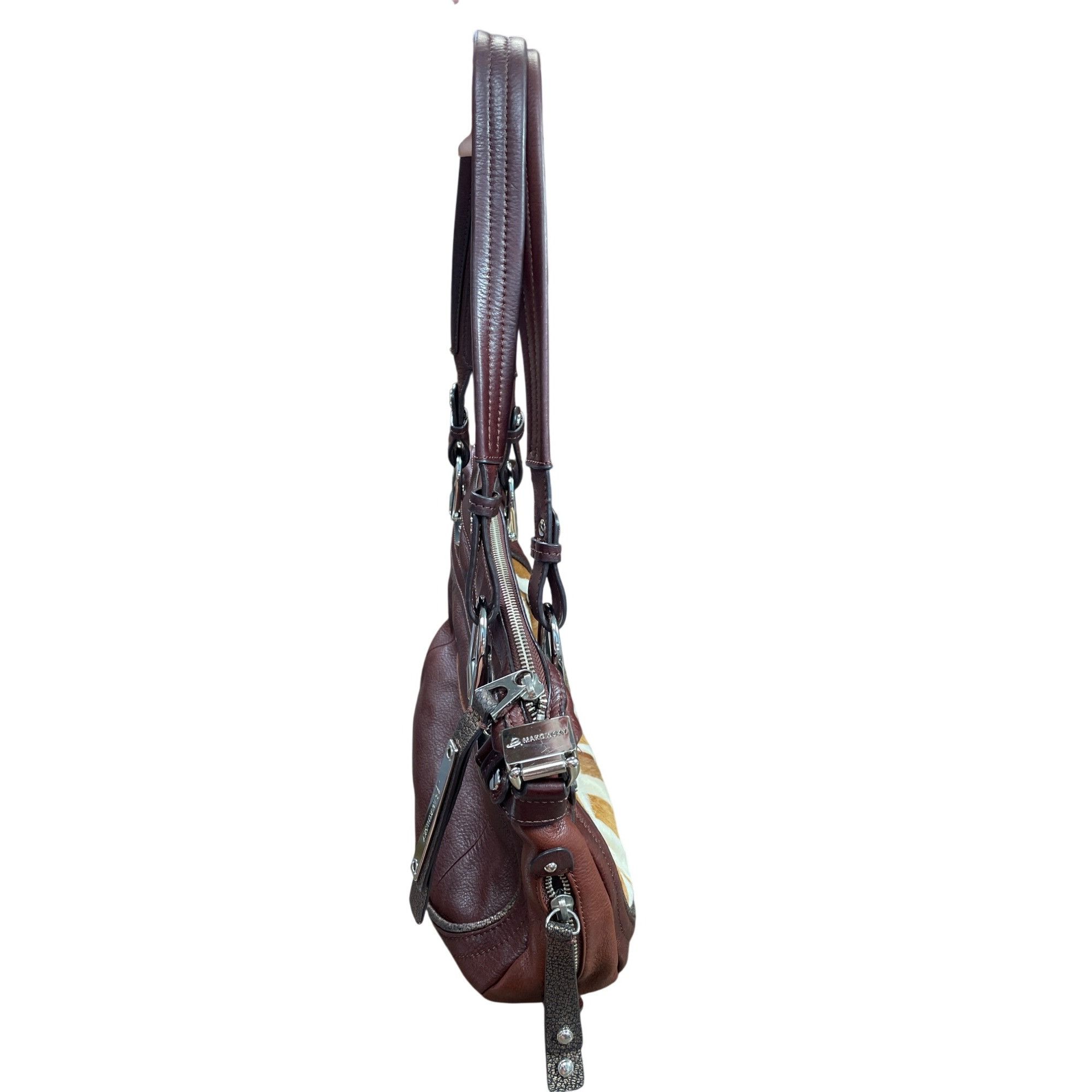 Other B. Makowsky Zebra Leather Shoulder Handbag Red/Brown Womens Size ONE SIZE - 15 Thumbnail