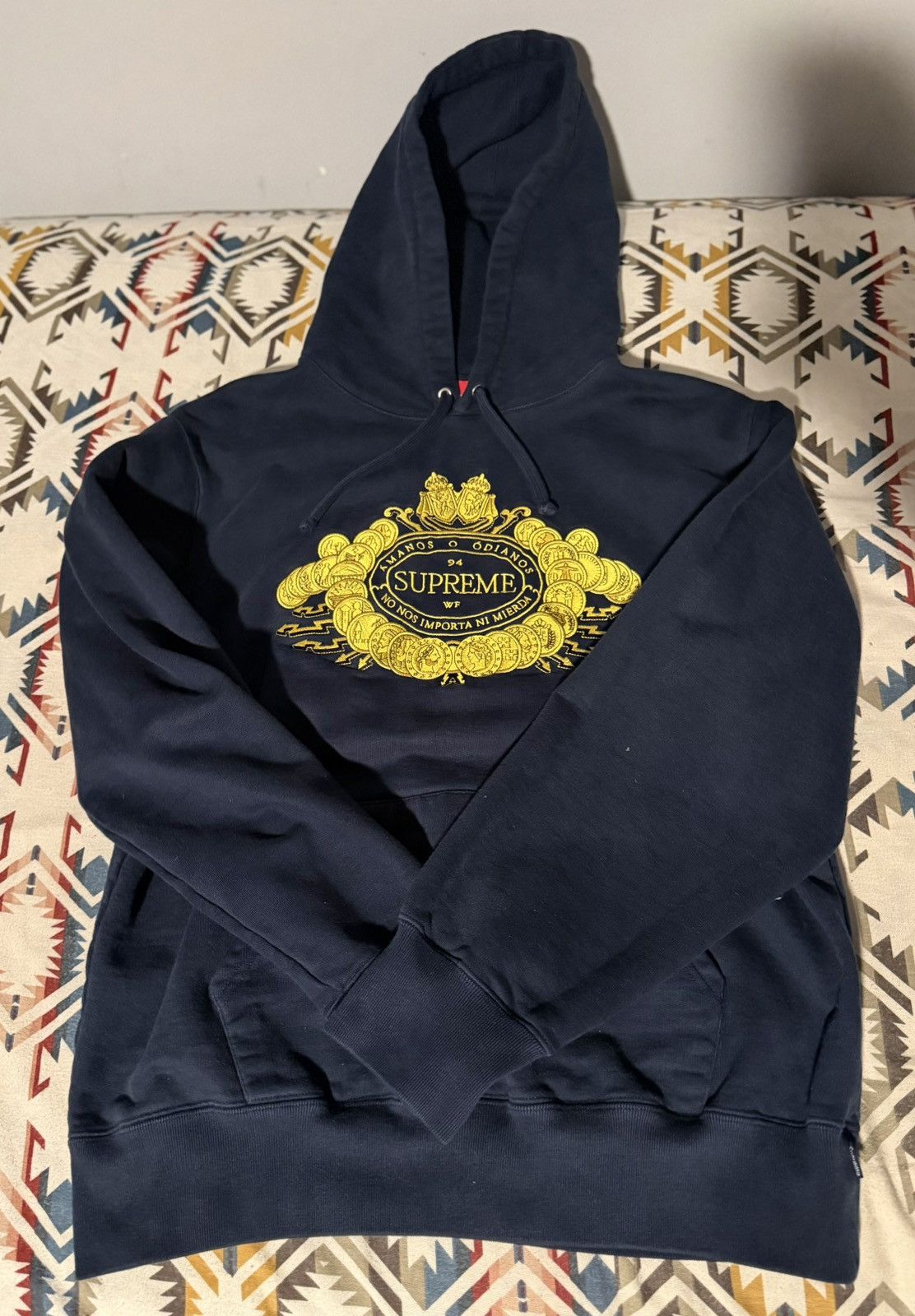 Supreme Supreme Navy “Amanos O Odianos” Hoodie Size US M / EU 48-50 / 2 - 4 Thumbnail
