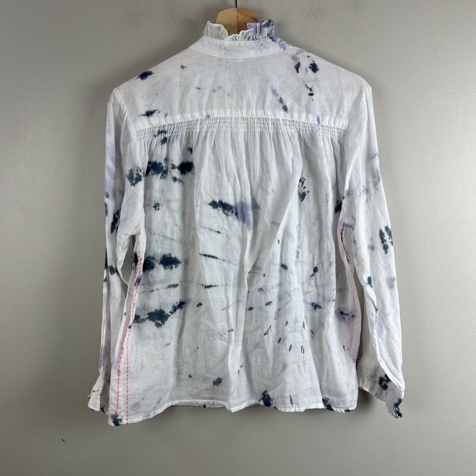 Sundry Sundry Tie Dye Ruffle Button Popover Top Shirt Blouse 0 XS Size XS / US 0-2 / IT 36-38 - 3 Thumbnail
