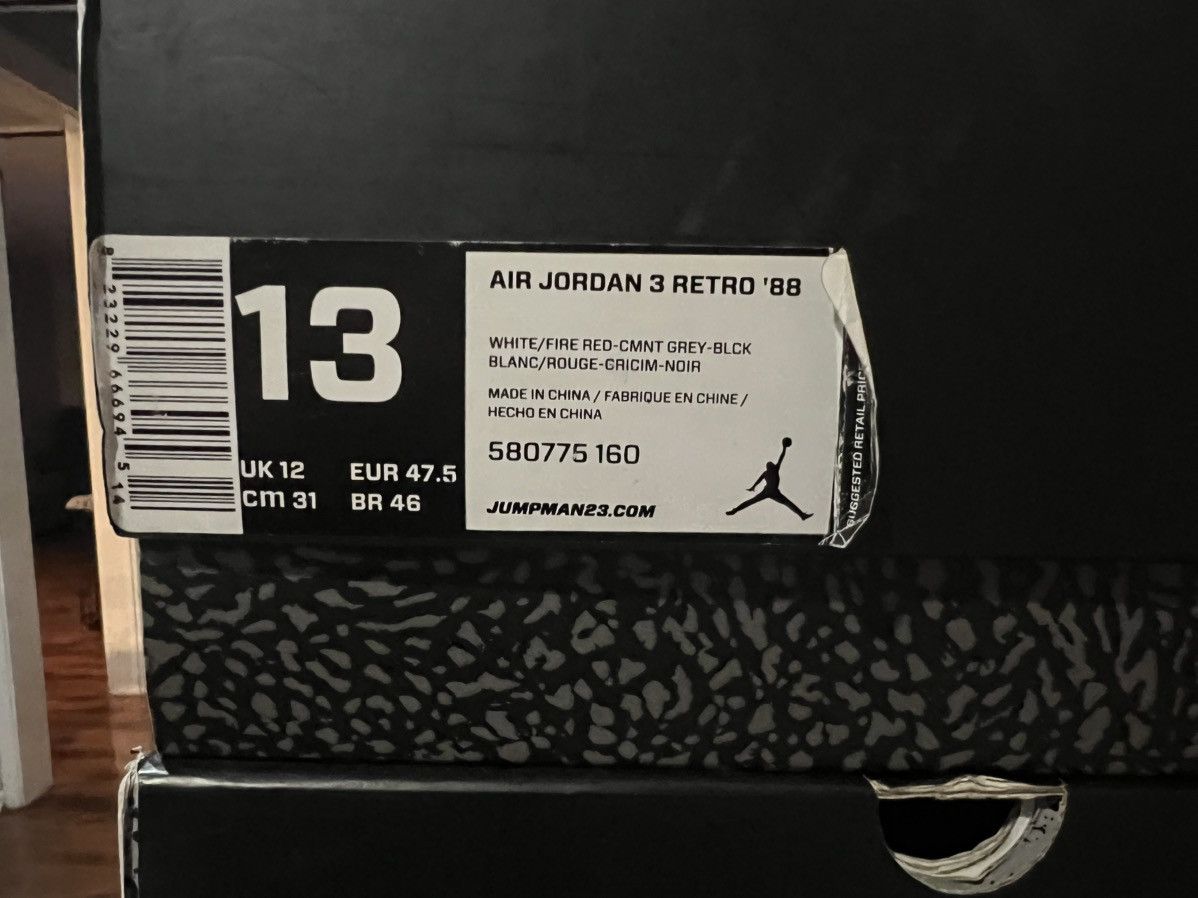 Jordan Brand Jordan 3 Retro ’88 “White Cement” (2013) – Size 13 Size US 13 / EU 46 - 16 Thumbnail