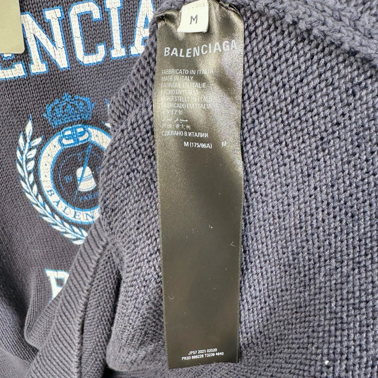 Balenciaga balenciaga paris logo crewneck sweater navy Size US M / EU 48-50 / 2 - 4 Thumbnail
