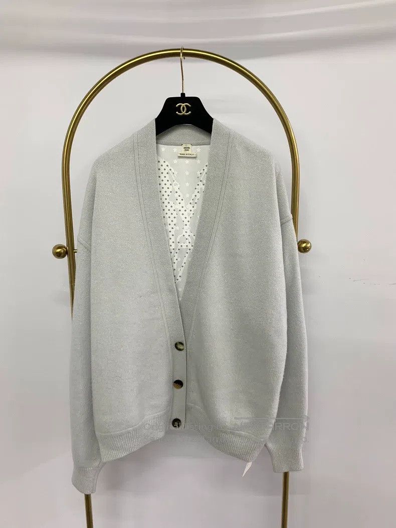 Hermes Hermes Light blue knit and silk print floral cardigan Size XS / US 0-2 / IT 36-38 - 1 Thumbnail