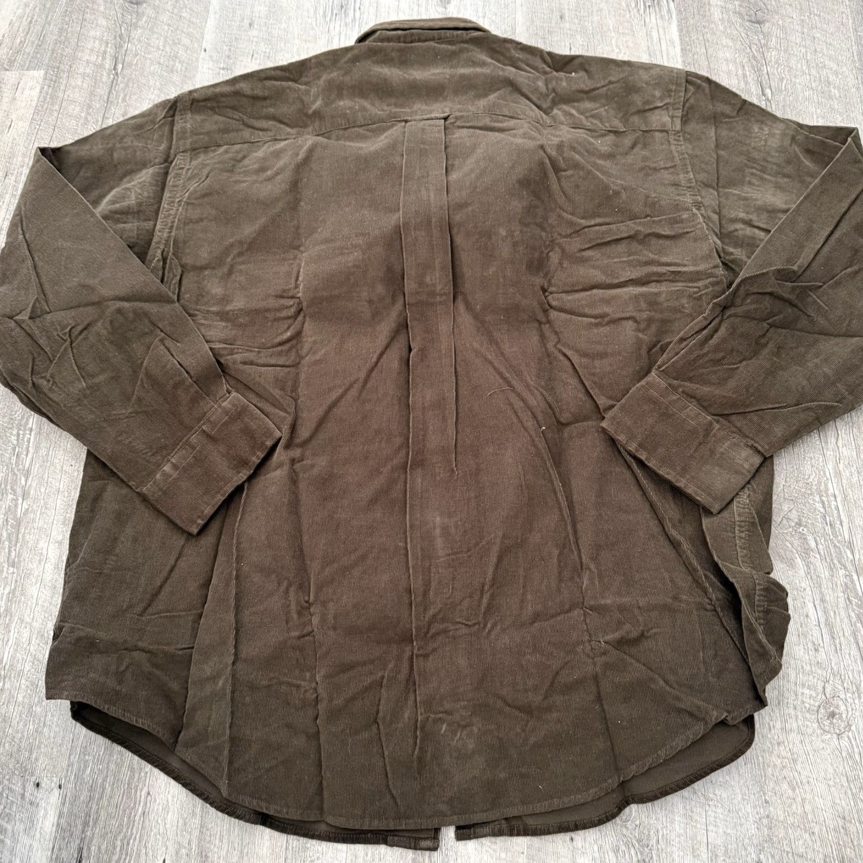 Roundtree & Yorke Roundtree & Yorke Shirt Mens XL Deep Olive Corduroy 100% Cotton Button-Down Regular Fit Long Sleeve Collared Casual Size US XL / EU 56 / 4 - 5 Thumbnail