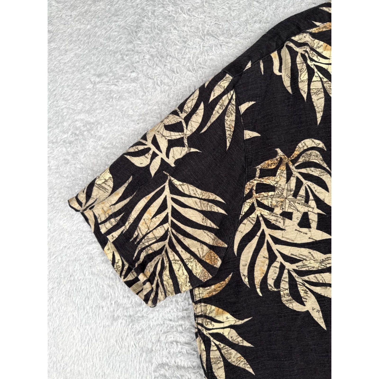 Vintage Caribbean Shirt Men XL Black Leaf Pattern Silk Cotton Blend Hawaiian Shirt Size US XL / EU 56 / 4 - 3 Thumbnail
