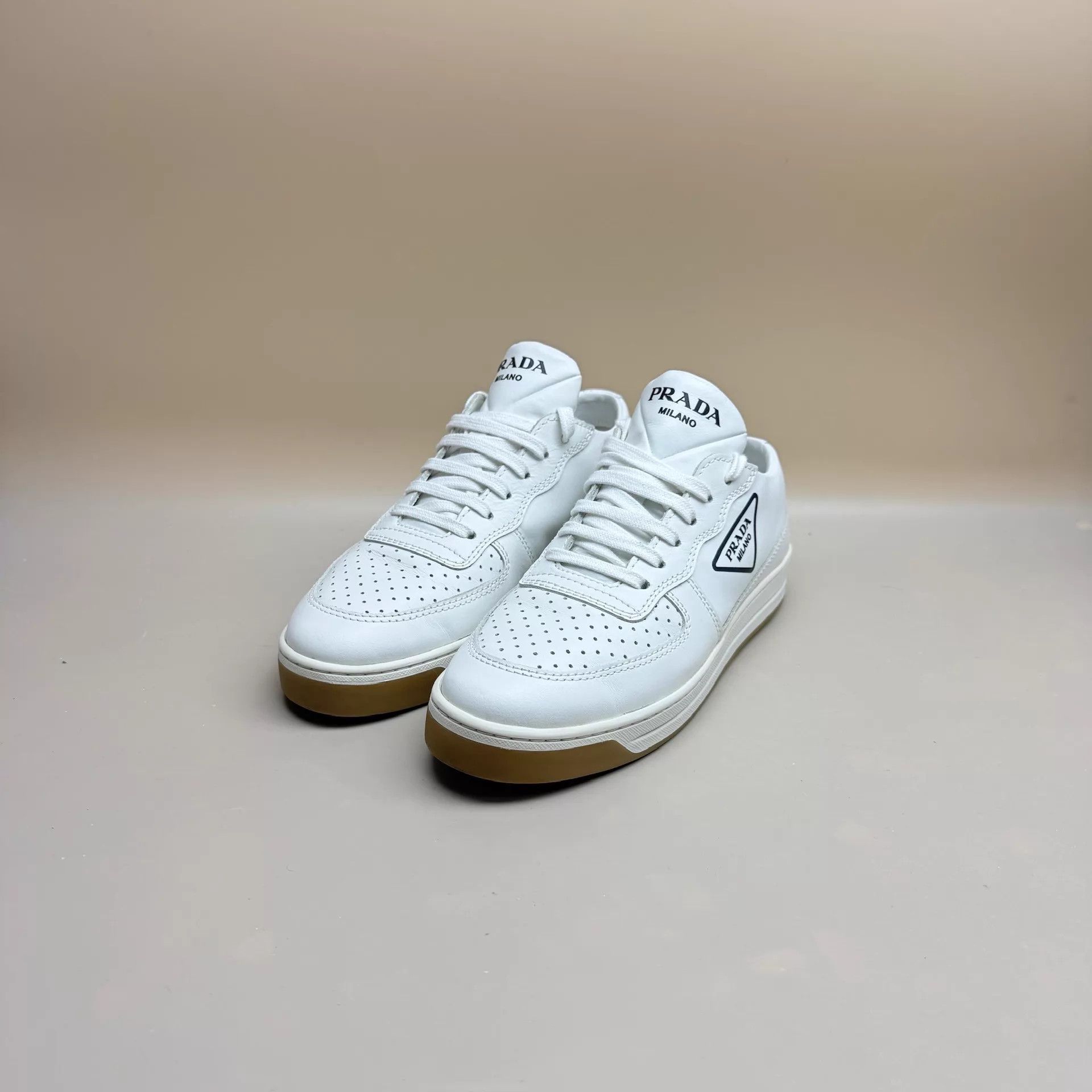 Prada Prada Black & White Triangle Logo Sneakers 37 99 New Size US 6.5 / IT 36.5 - 1 Thumbnail