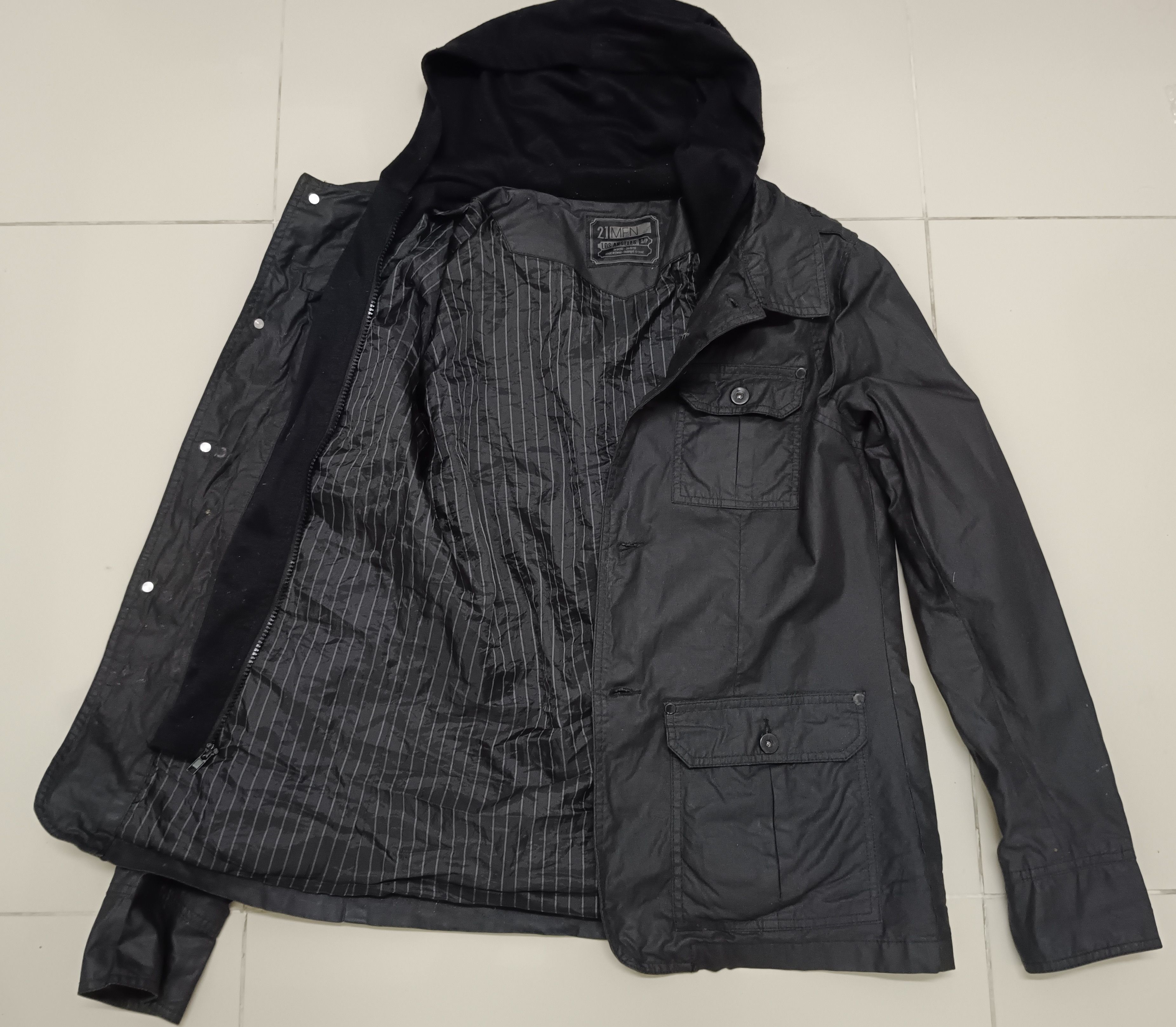 14th Addiction × Le Grande Bleu (L.G.B.) Vintage 21 Men Wax Jacket Hoodie Size US M / EU 48-50 / 2 - 5 Thumbnail