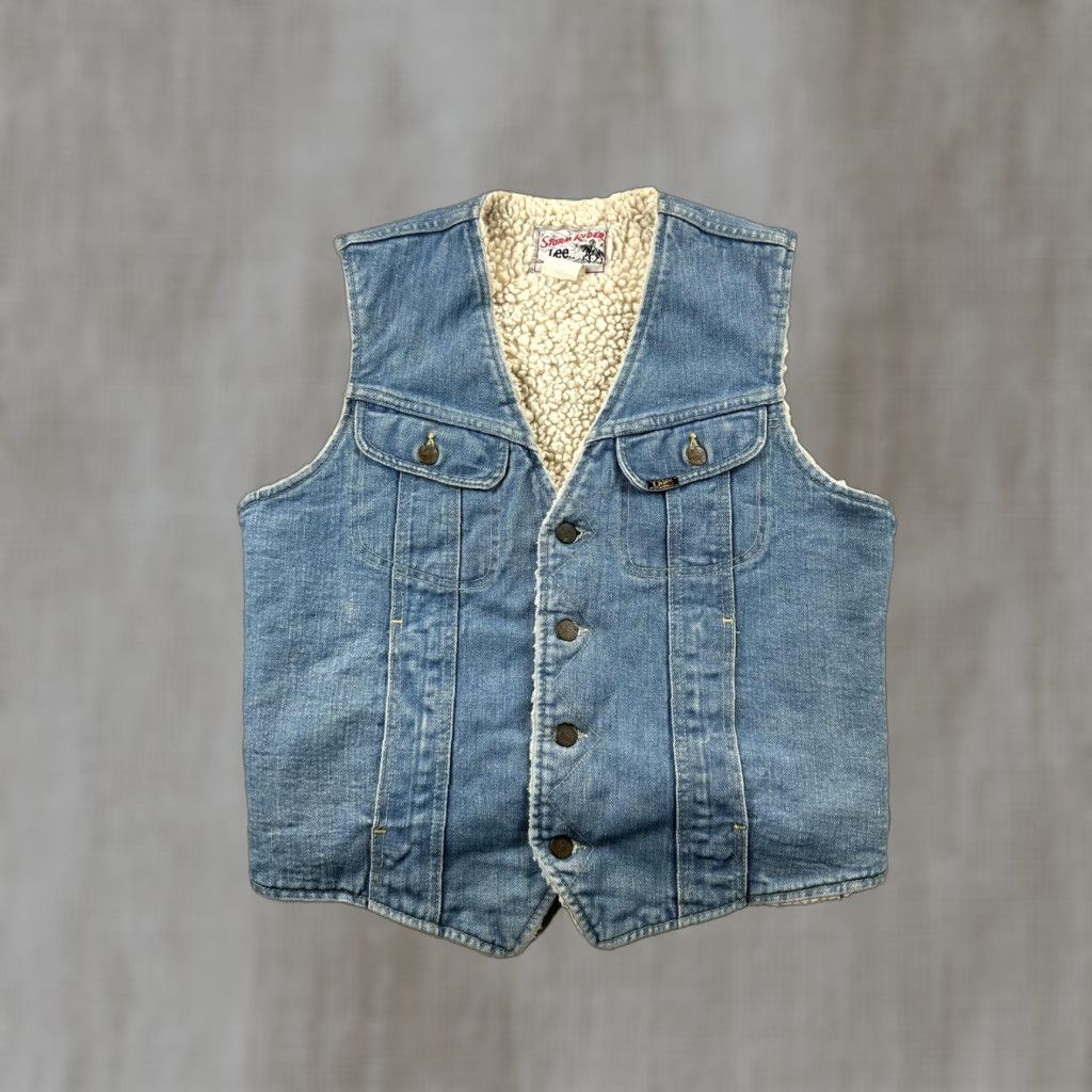 Lee VINTAGE Lee Storm Rider Vest Mens Small Blue Denim Sherpa Lined USA 70s Size US S / EU 44-46 / 1 - 1 Thumbnail