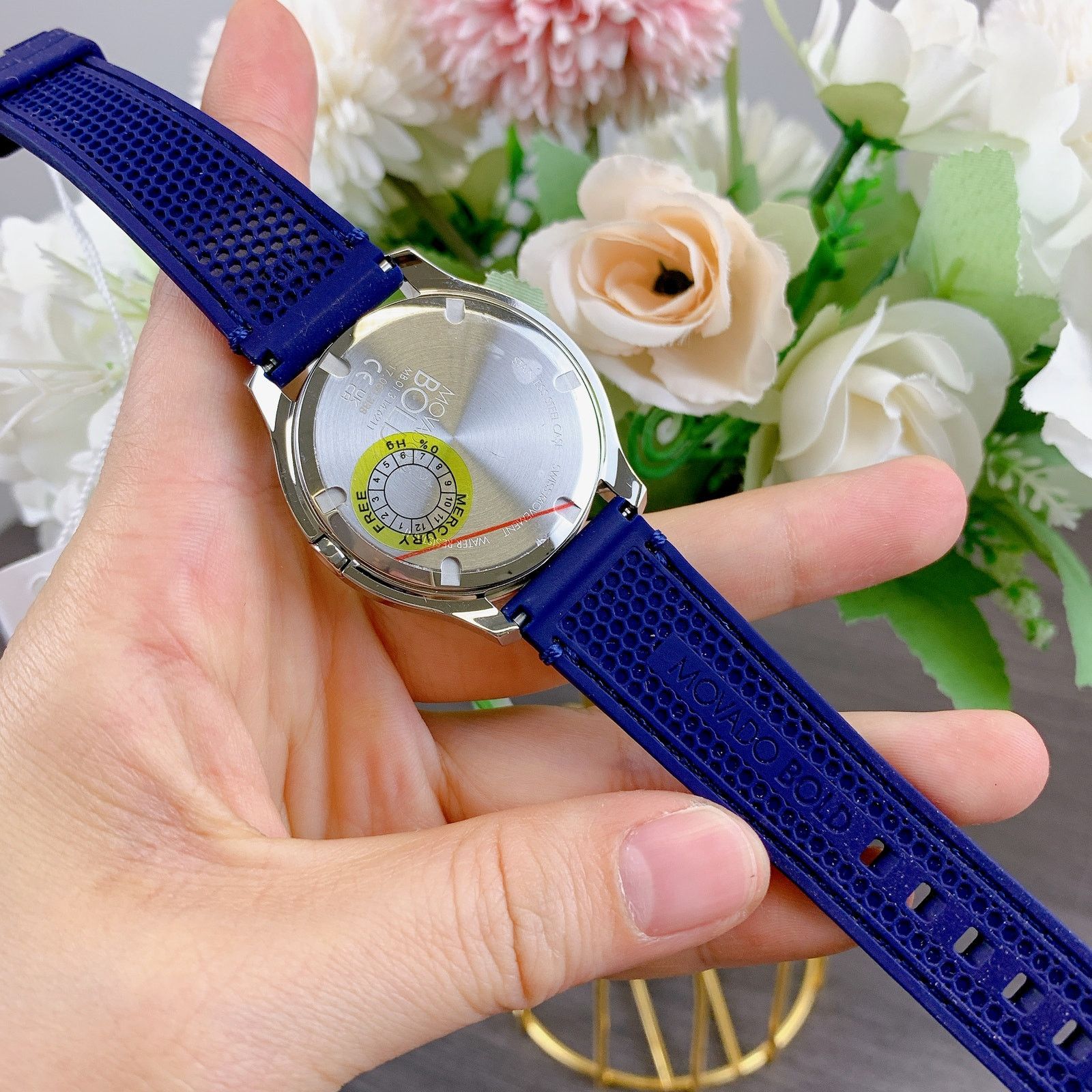 Movado Movado 3600716 Bold Silver Dial Blue Silicone Strap Watch Size ONE SIZE - 5 Thumbnail
