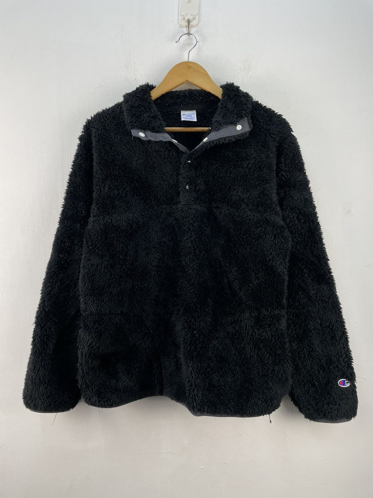 Champion × Vintage Vintage Champion Snap Button T Mohair Fleece Sweater Jacket Size US L / EU 52-54 / 3 - 3 Thumbnail