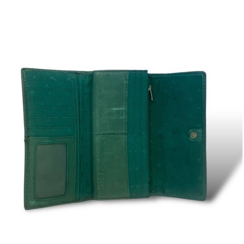 Fossil Fossil Maddox Leather Wallet Pebble Turquoise TrifoldKeyhole Size ONE SIZE - 3 Thumbnail