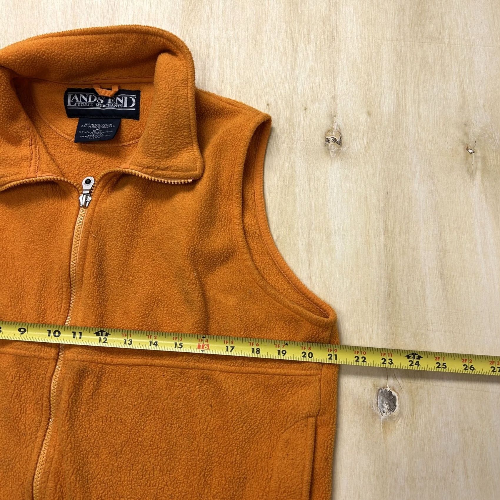 Lands' End Lands' End Vest Womens Medium Orange Fleece Full Zip Collared Pockets USA Size M / US 6-8 / IT 42-44 - 4 Thumbnail