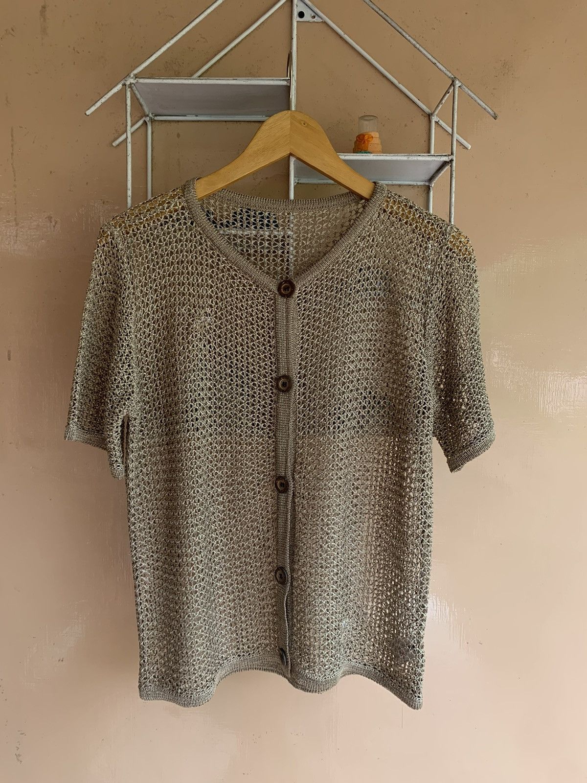 image of 20471120 x Archival Clothing Japanese Open Knit Fishnet in Light Brown, Men's (Size Small)