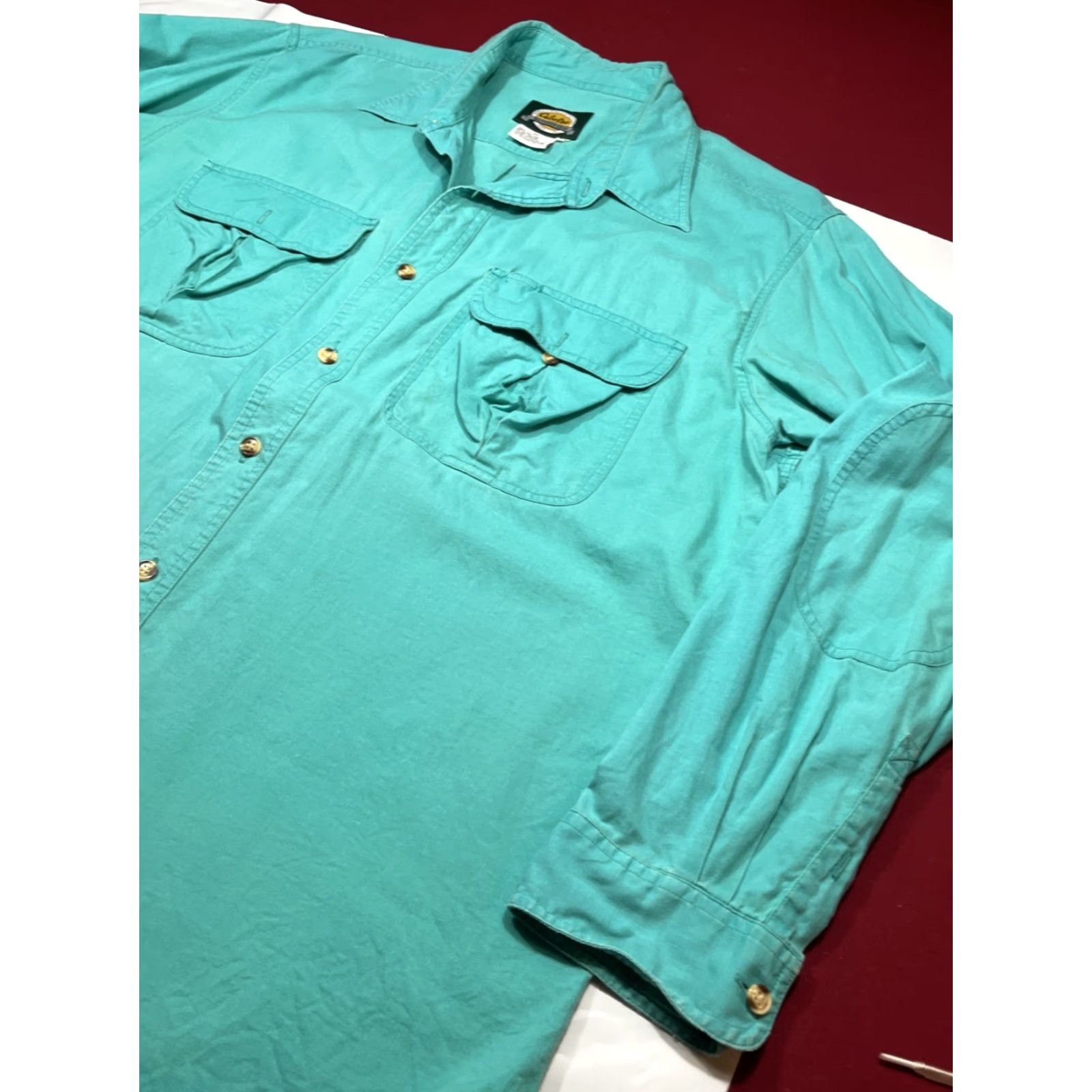 Vintage VINTAGE Cabela’s Aqua BLUE Shirt XL MEN Cotton Long Sleeve Cargo Pockets Button-Up Work Shirt Grunge 90s Dad Western Casual Men Size US XL / EU 56 / 4 - 5 Thumbnail