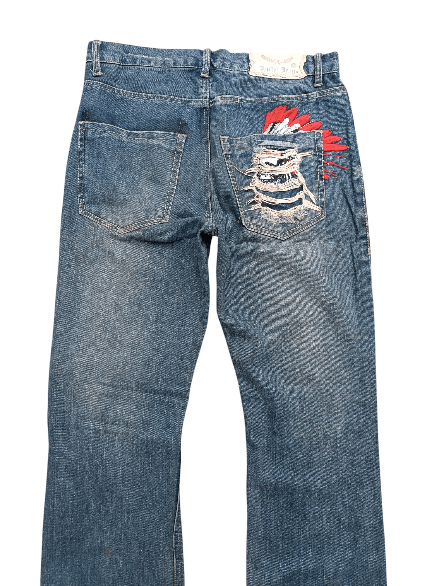 Japanese Brand Flare Distressed Jeans Antful Nylaus Embroidery Jeans Size US 32 / EU 48 - 7 Thumbnail