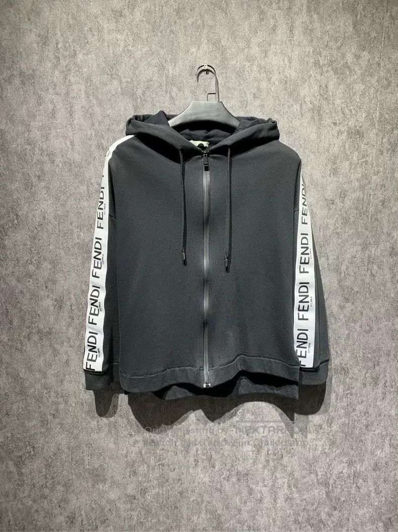 Fendi Hooded Zipper Side Logo Jacket