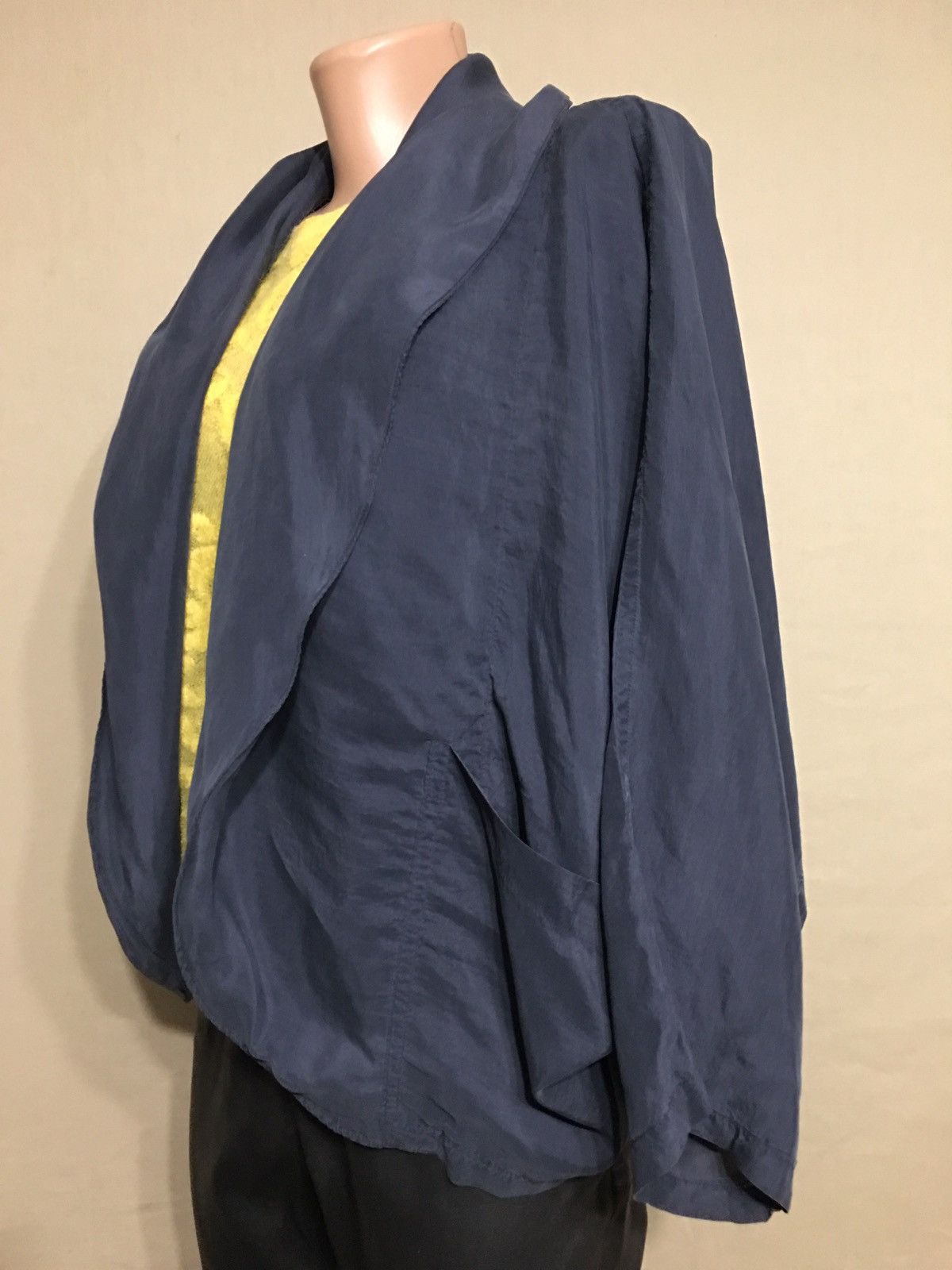 Designer Christa De Carouge Blue Silk Blouse Jacket Oversized Size ONE SIZE - 2 Thumbnail