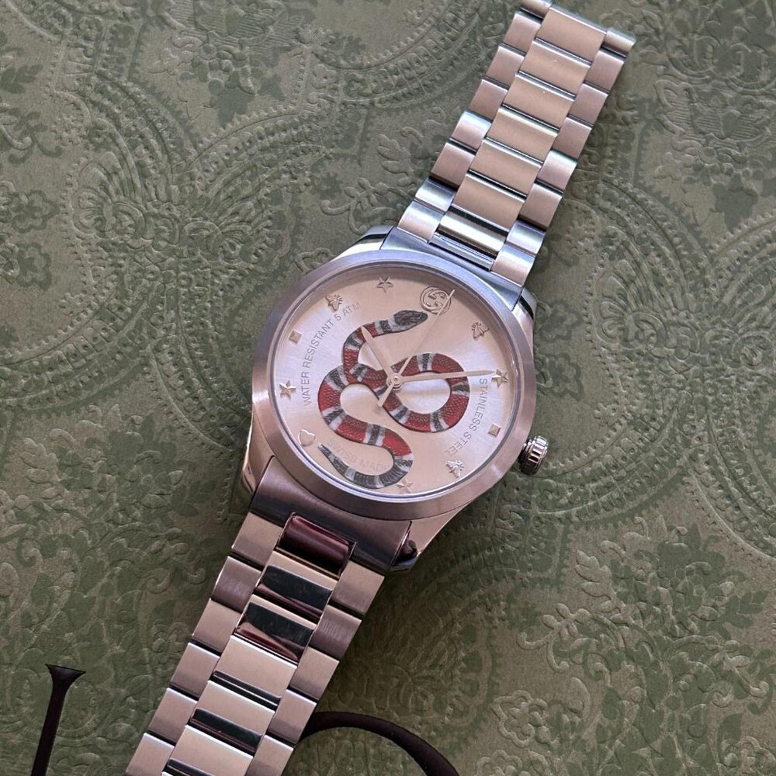 Gucci NWT Gucci 38mm Colored Snake Motif Stainless Steel Watch Size ONE SIZE - 1 Thumbnail